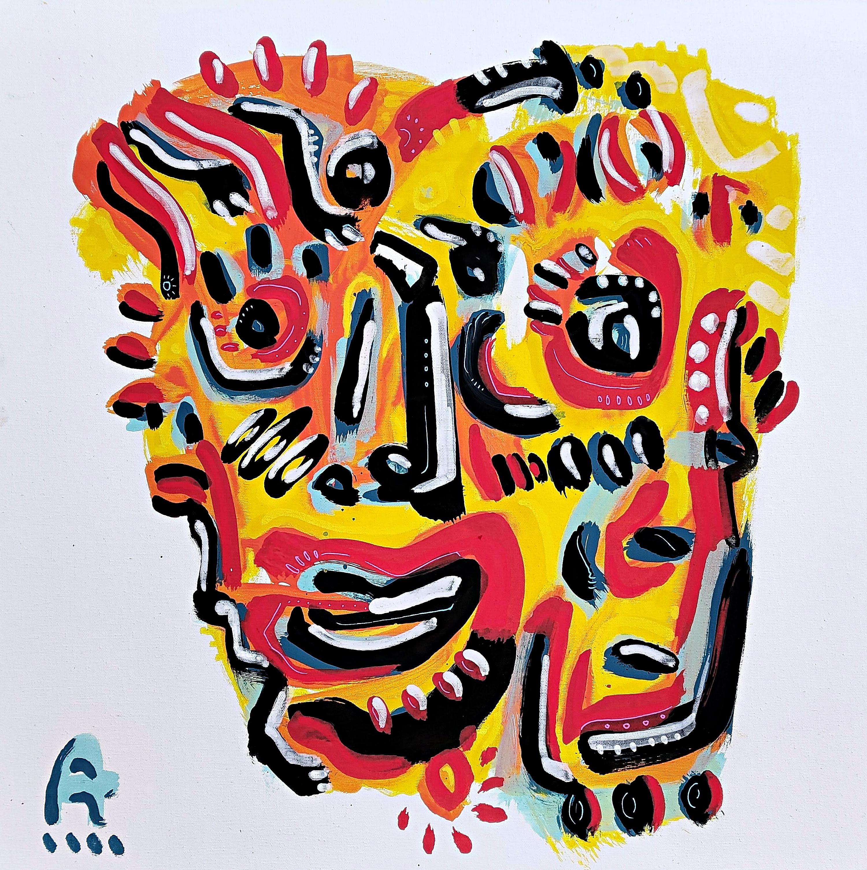 Figurative Painting di Angel Rivas - FACCIA DA PAZZO