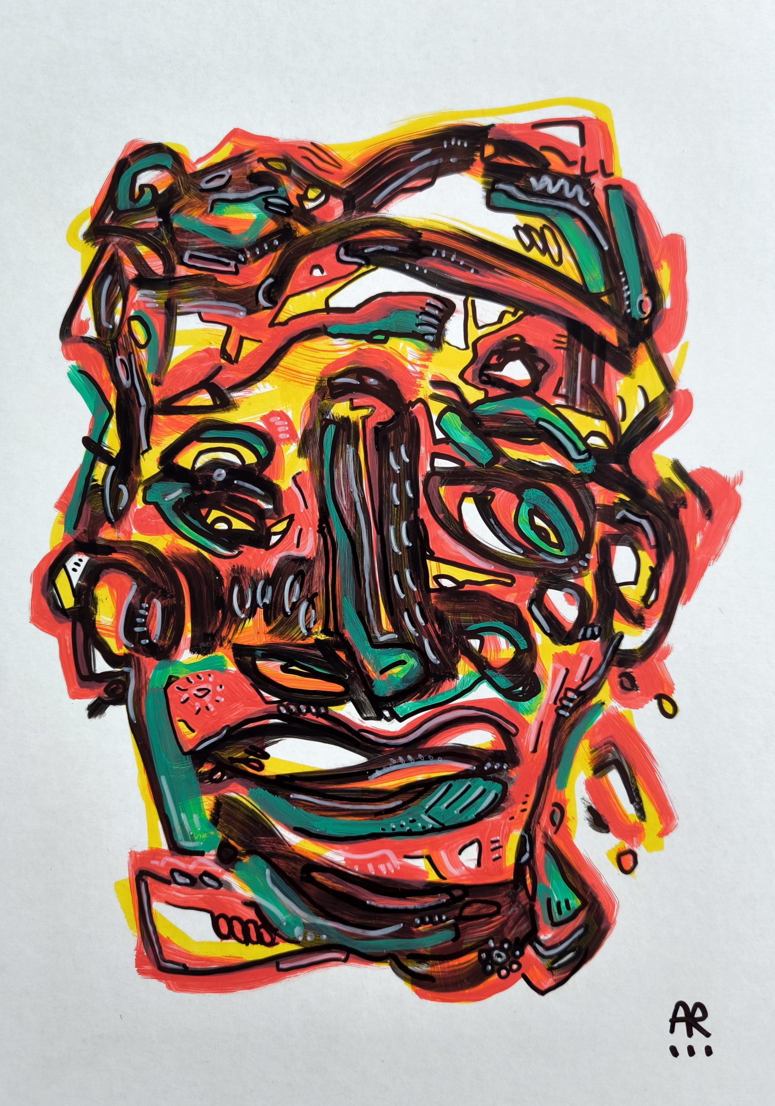 Angel Rivas Figurative Painting - CRAZY FACE