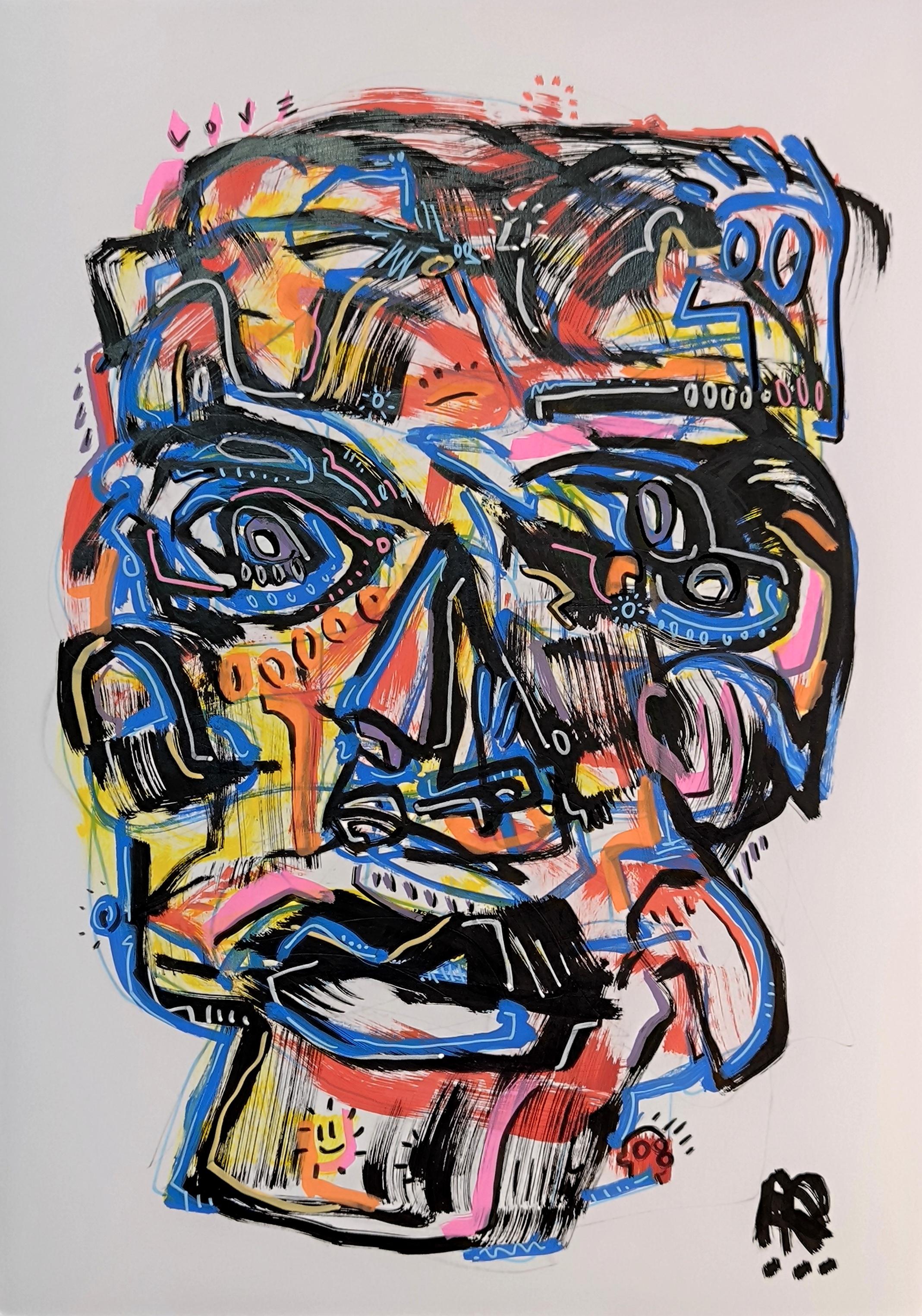Angel Rivas Animal Painting - CRAZY FACE