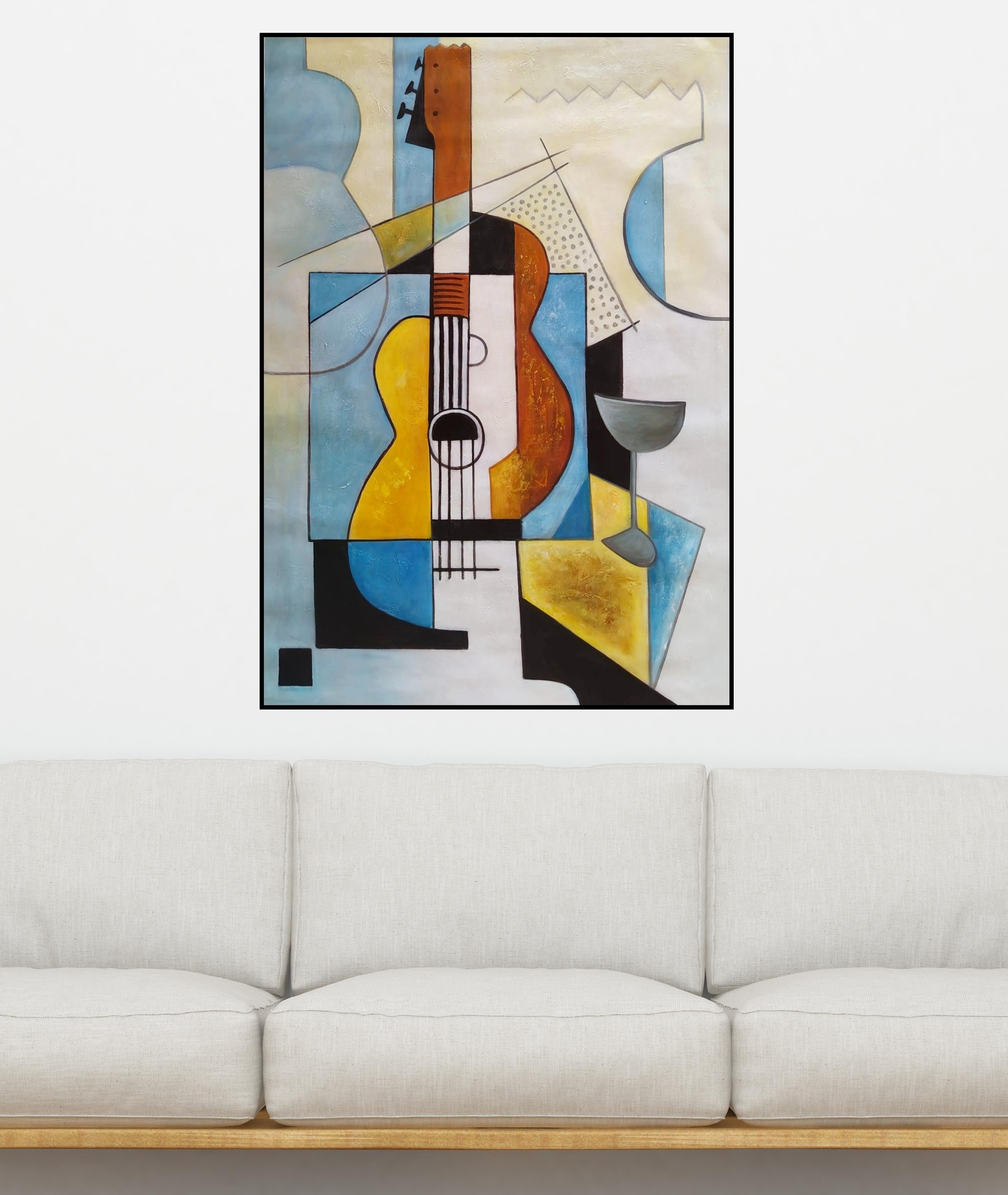 GUITARE CUBISTE - Painting de Angel Rivas