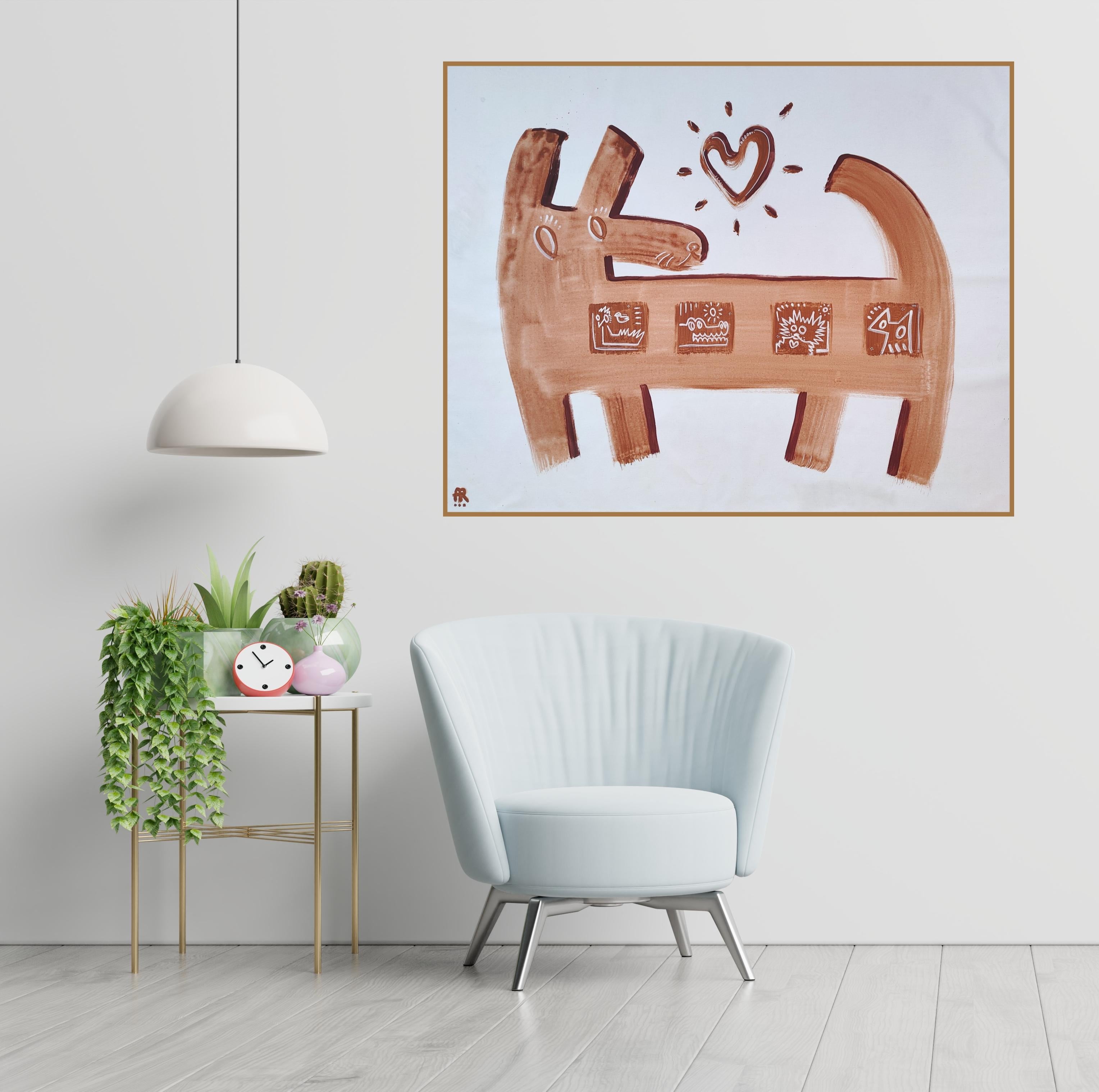 AMOR DE PERRO / AMOR PURO, pintura sobre lienzo - Painting de Angel Rivas
