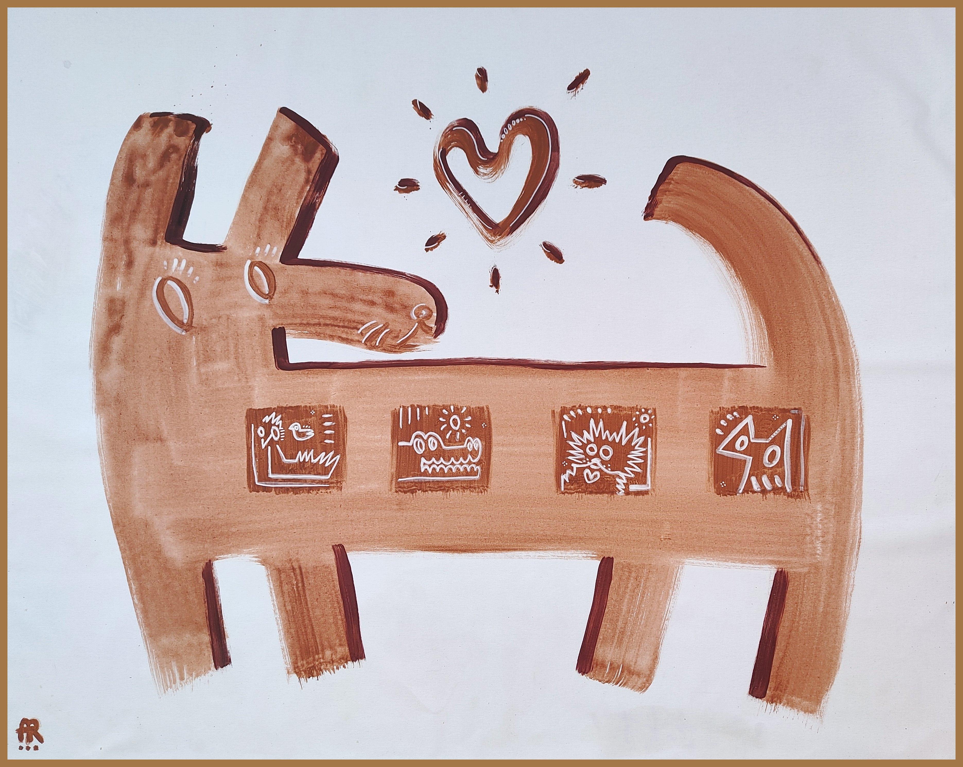 AMOR DE PERRO / AMOR PURO, pintura sobre lienzo - Painting Posmoderno de Angel Rivas