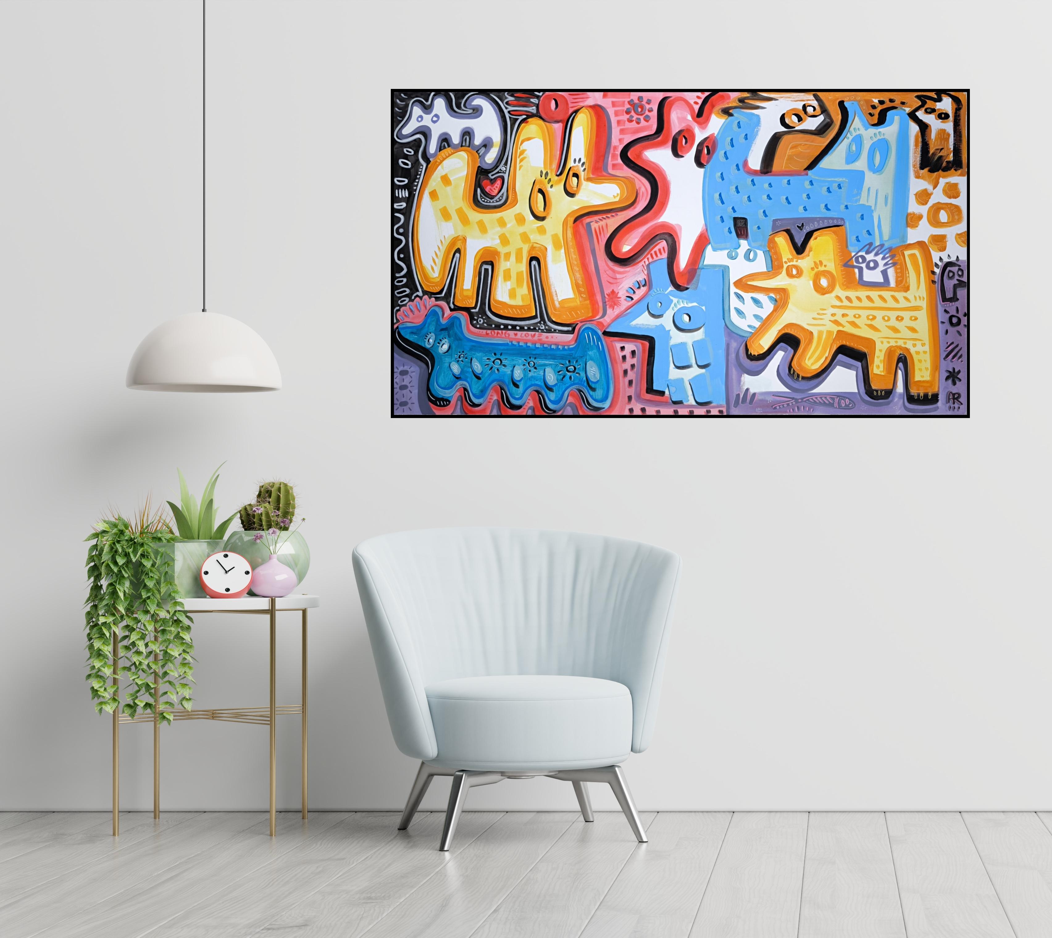 HUNDEPARTEI – Painting von Angel Rivas