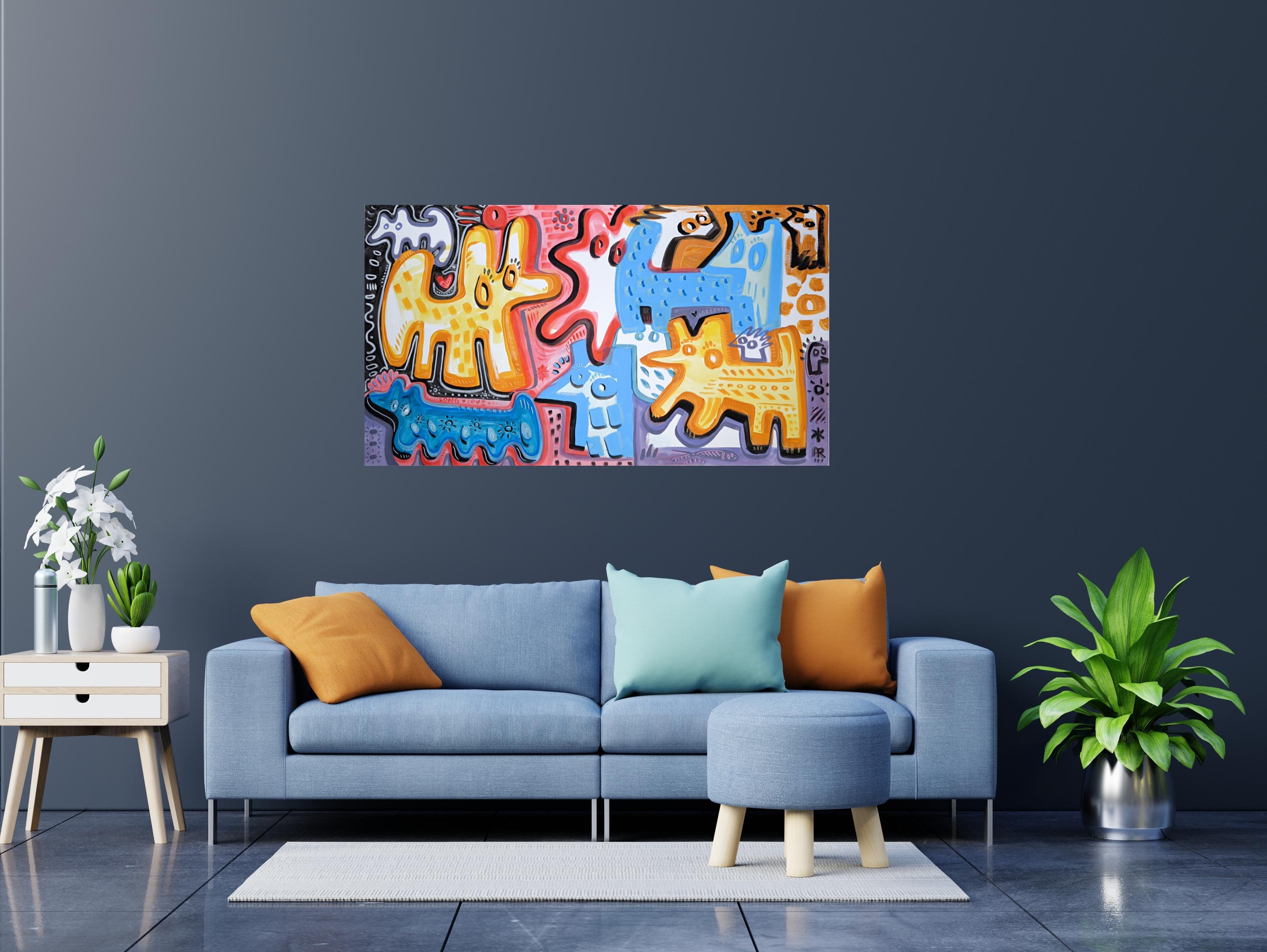 HUNDEPARTEI (Neue Wilde), Painting, von Angel Rivas