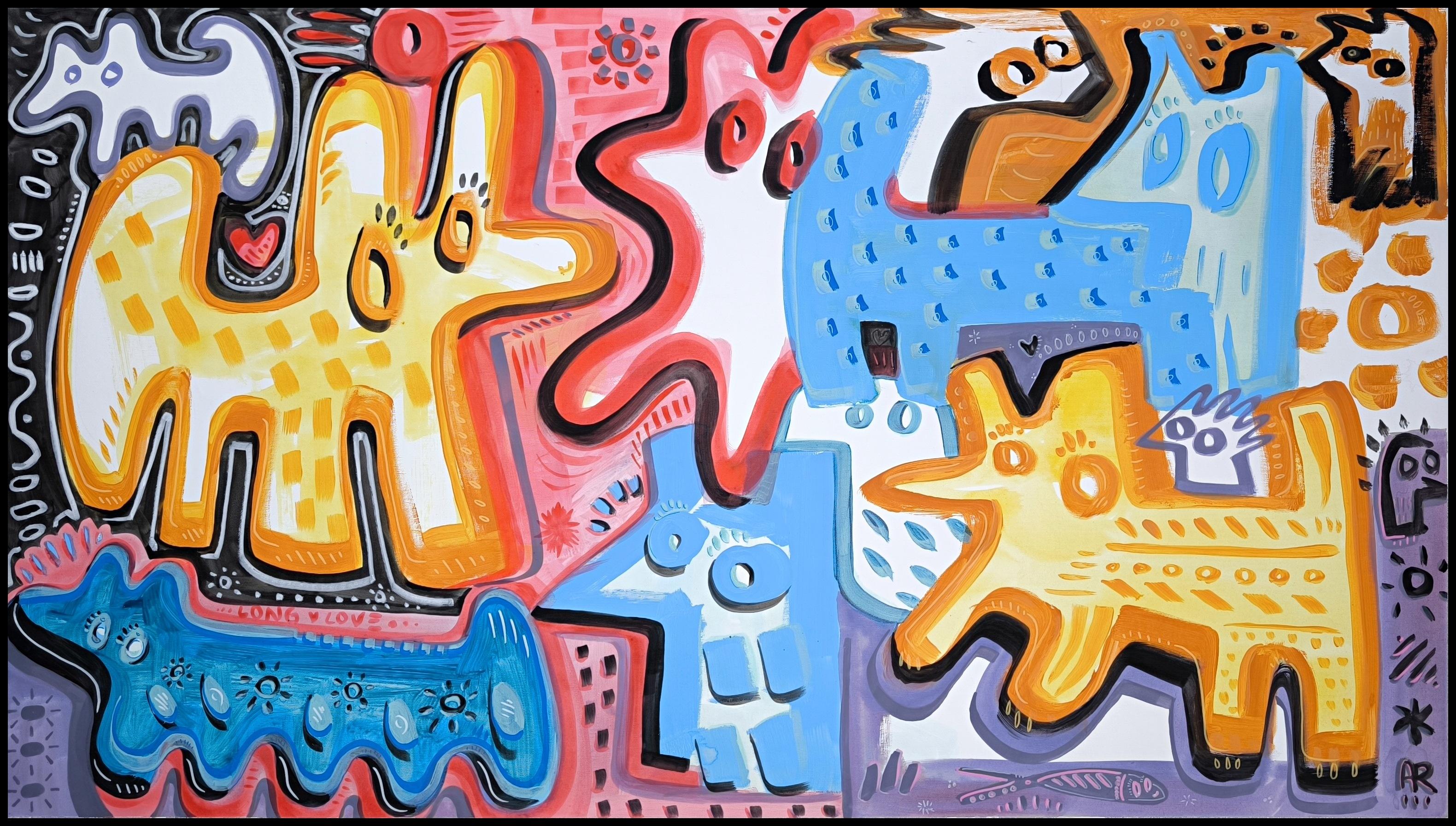 HUNDEPARTEI (Braun), Figurative Painting, von Angel Rivas