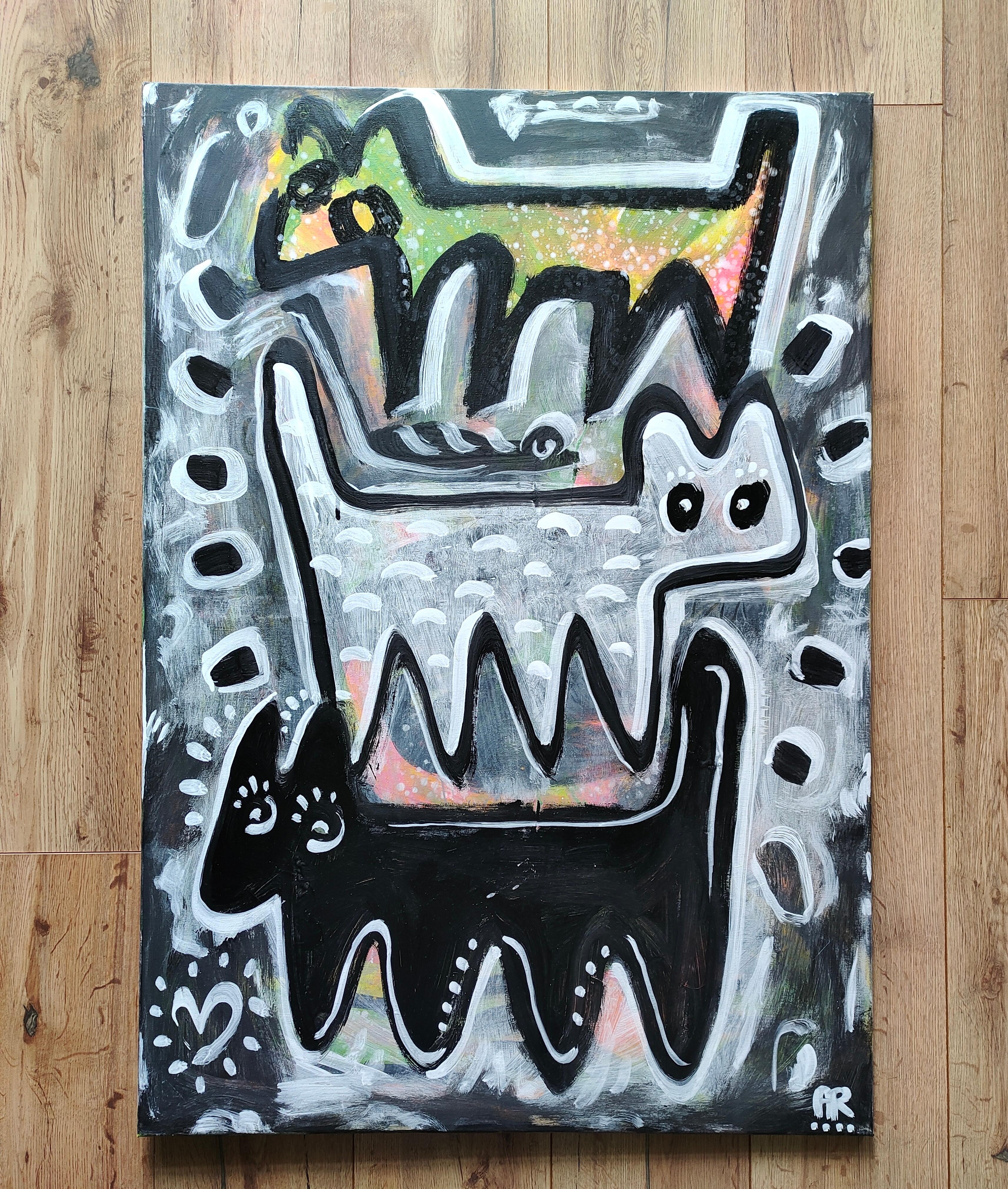 DOG TOTEM - Painting by Angel Rivas