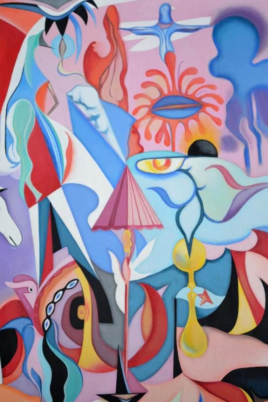SUEÑO, listo para colgar, pintura acrílica sobre lienzo en venta 5