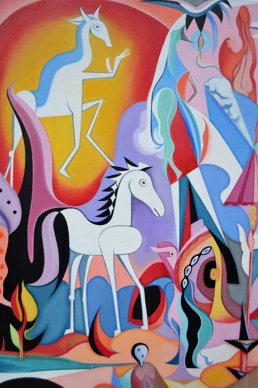 SUEÑO, listo para colgar, pintura acrílica sobre lienzo en venta 6