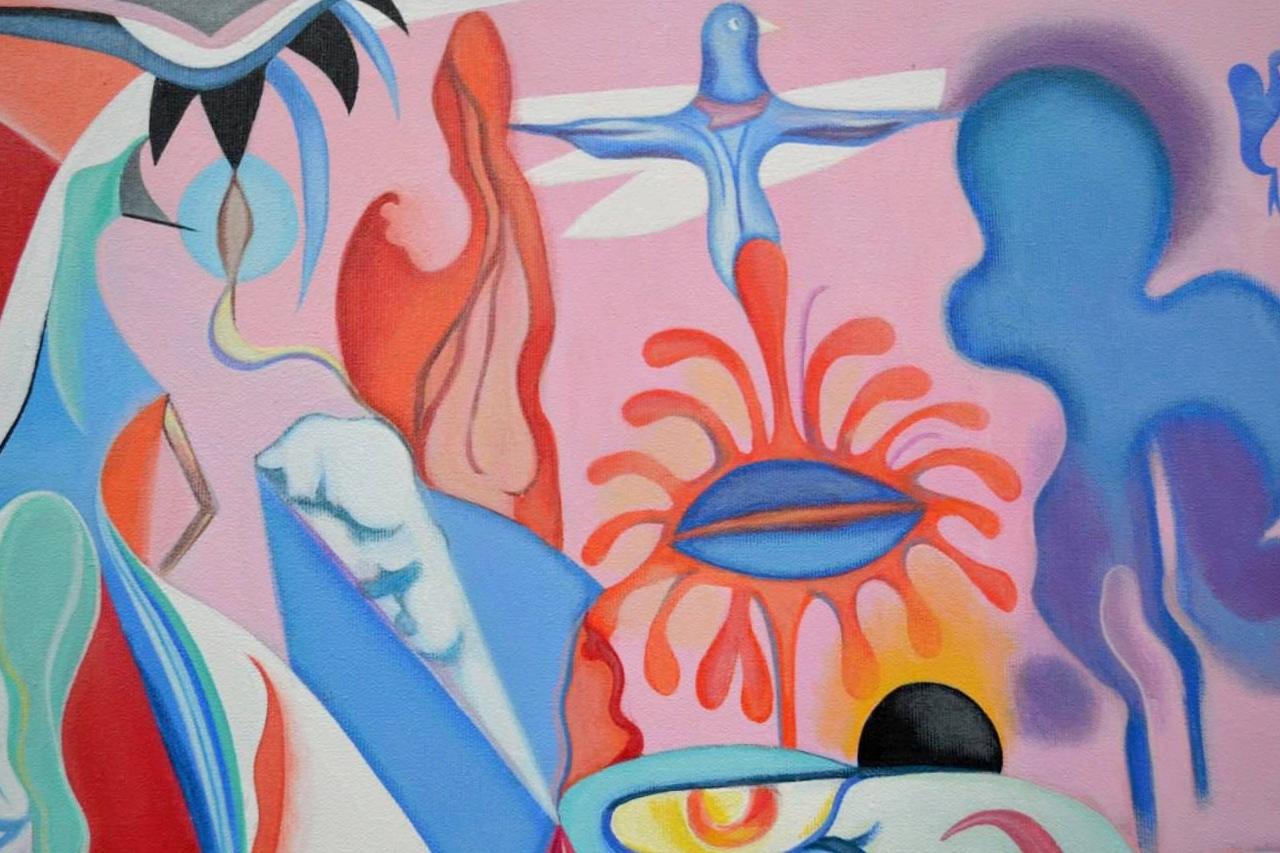 SUEÑO, listo para colgar, pintura acrílica sobre lienzo en venta 3