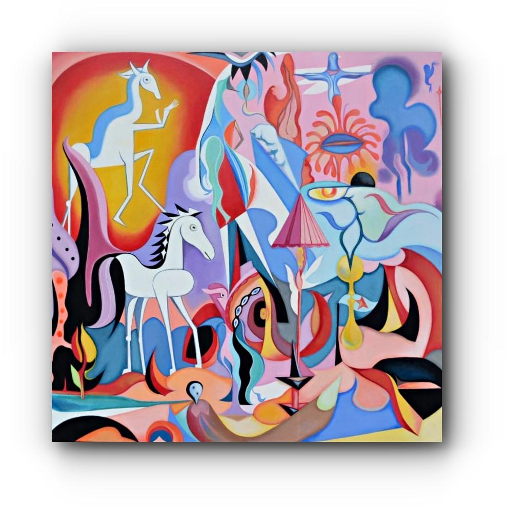 SUEÑO, listo para colgar, pintura acrílica sobre lienzo