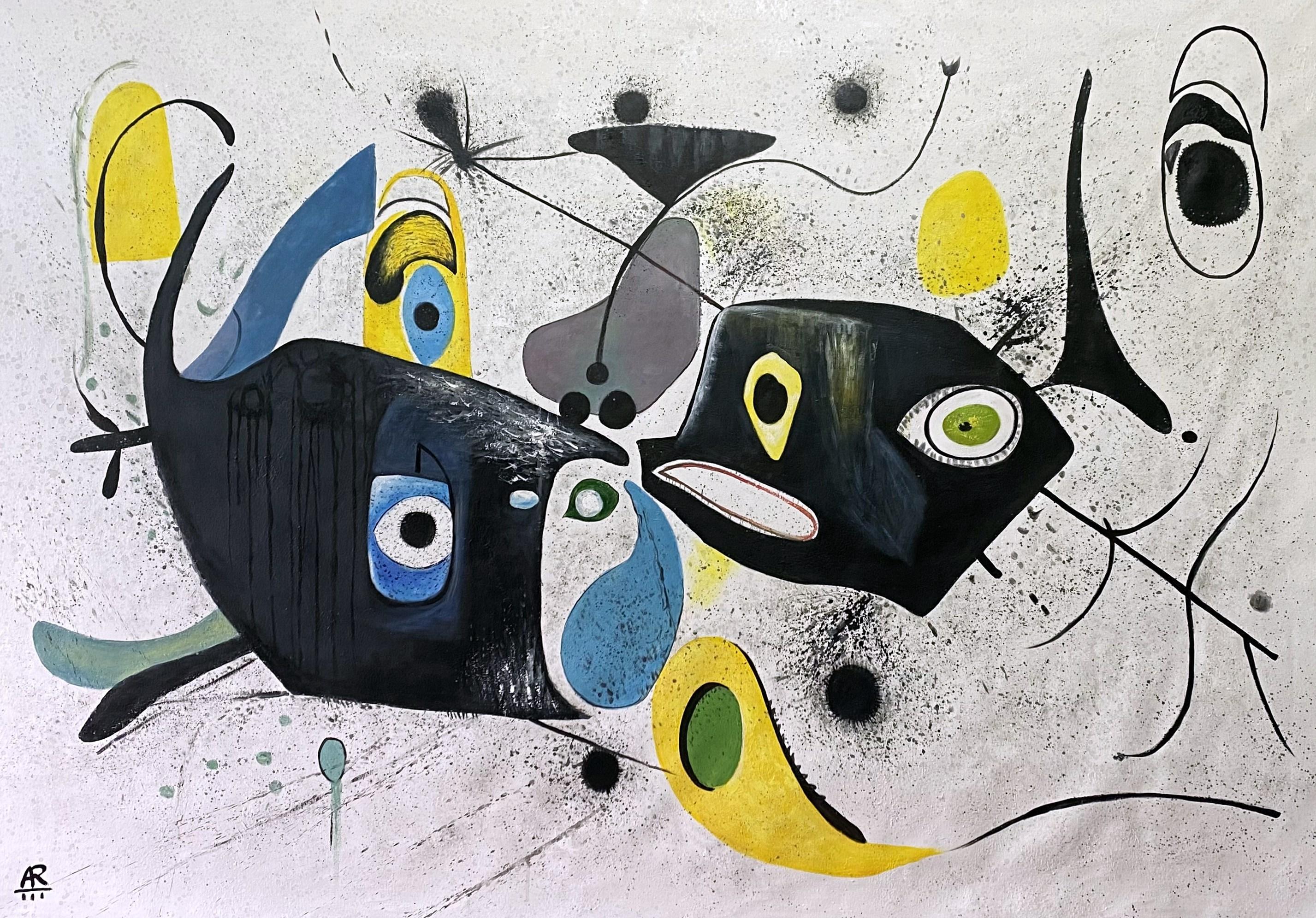 DREAMS OF MIRÓ - Painting by Angel Rivas