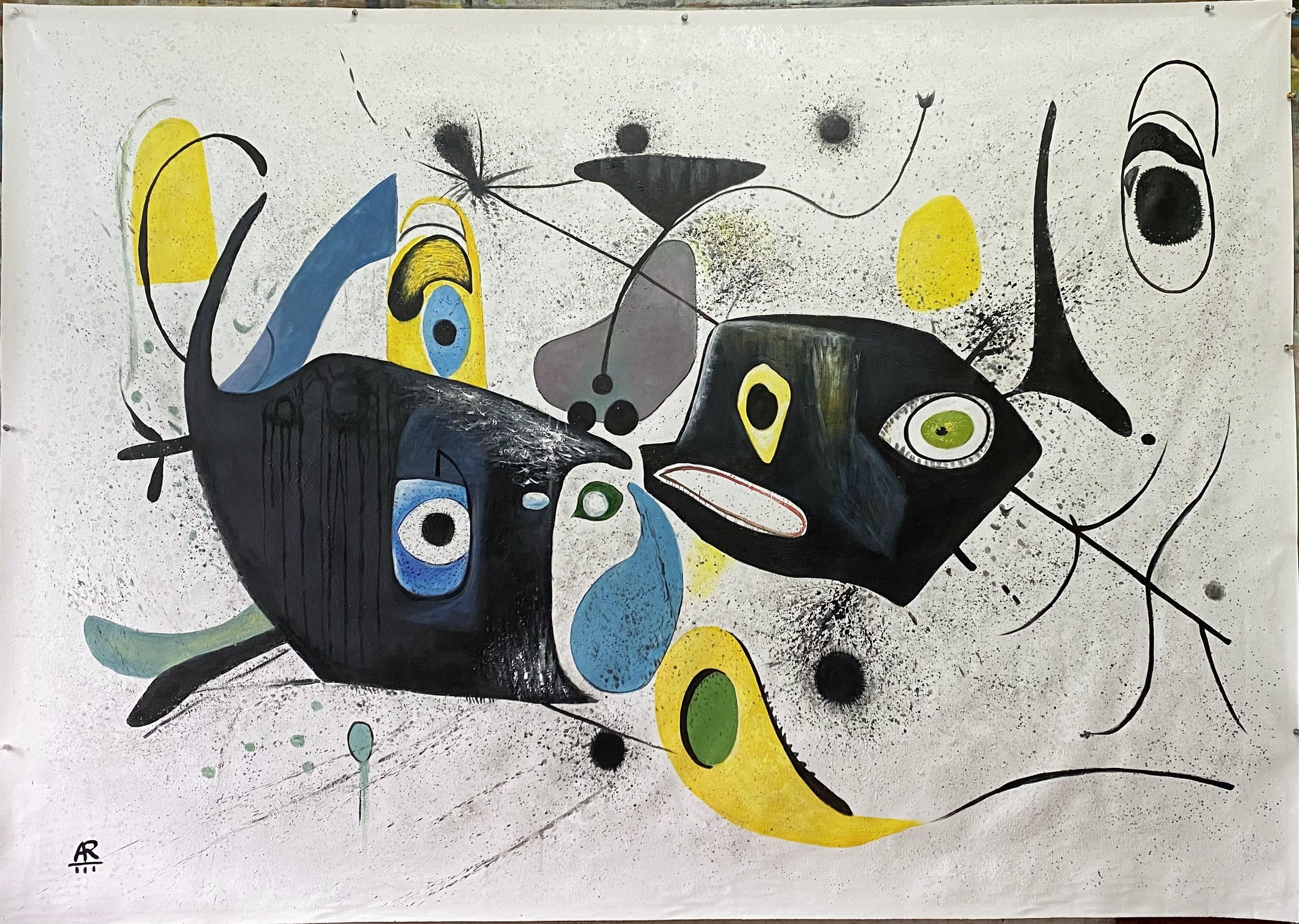DREAMS OF MIRÓ - Post-Modern Painting by Angel Rivas
