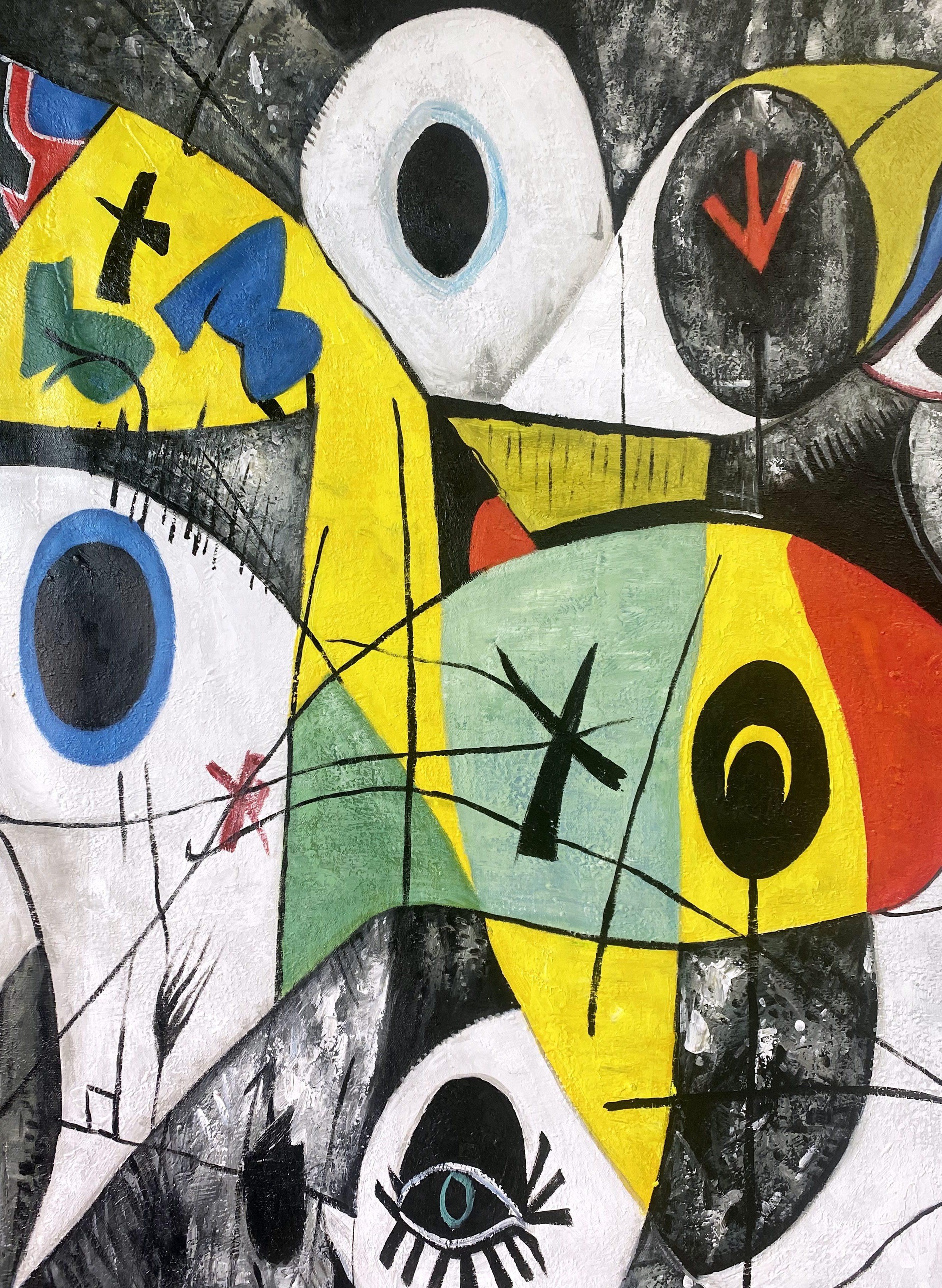 SOGNI DI MIRÓ - Figurative Painting Nero di Angel Rivas