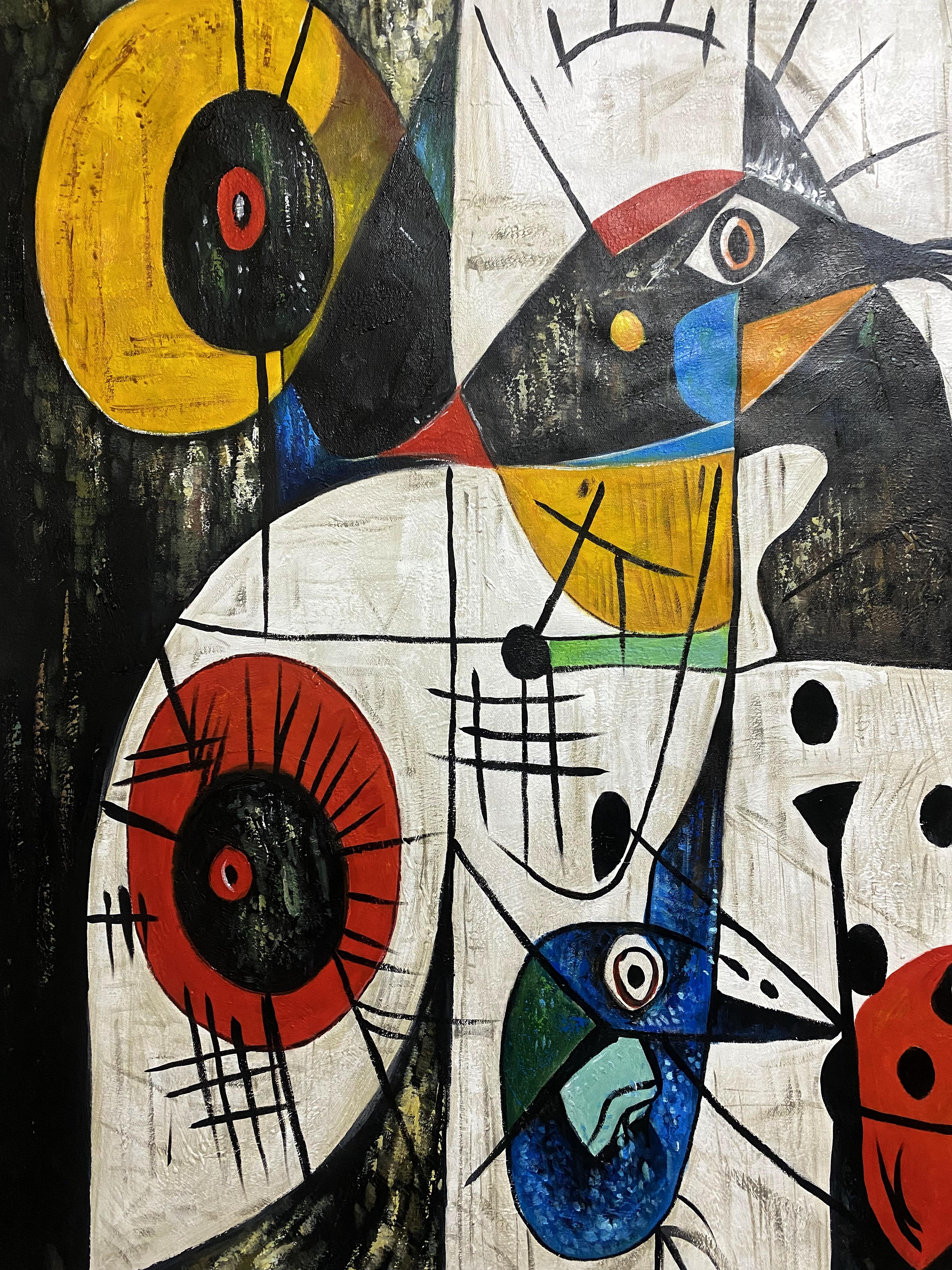 SOGNI DI MIRÓ - Figurative Painting Beige di Angel Rivas