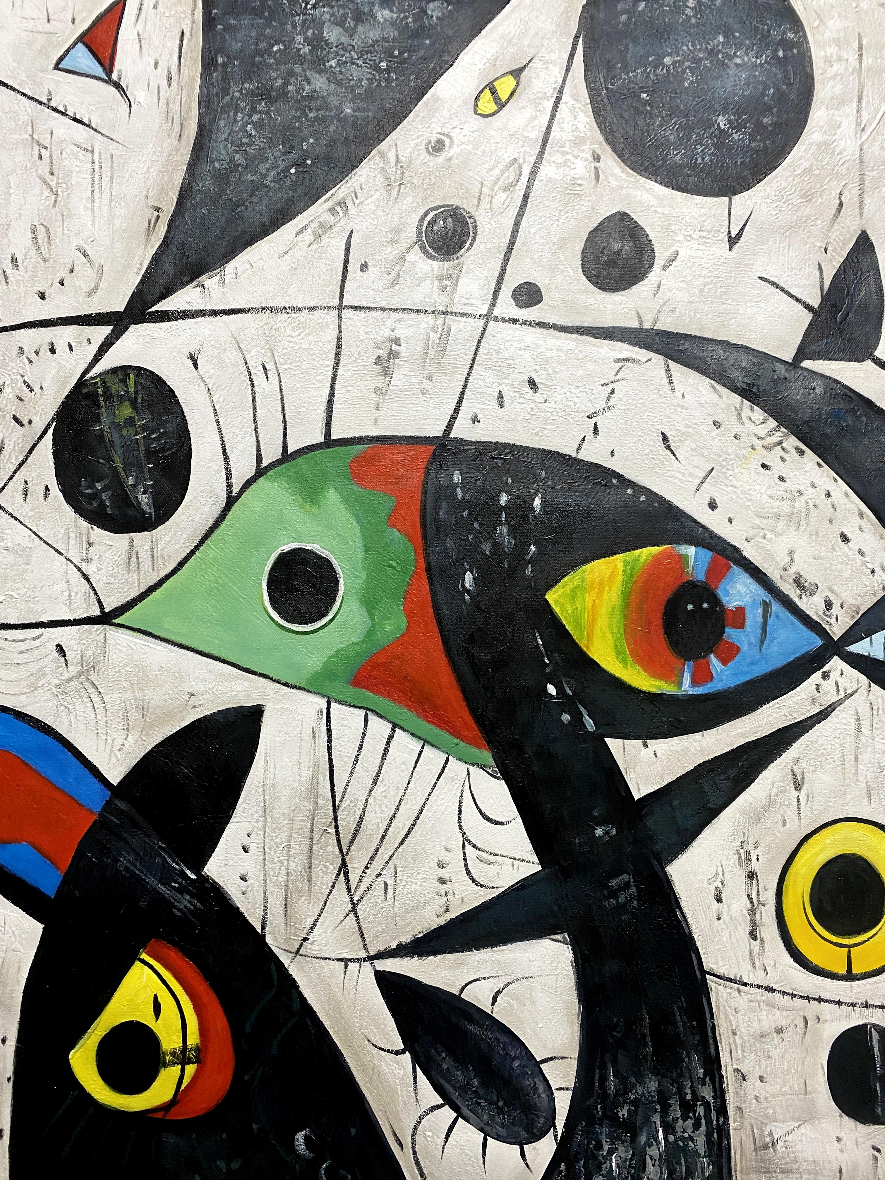 SOGNI DI MIRÓ - Figurative Painting Nero di Angel Rivas