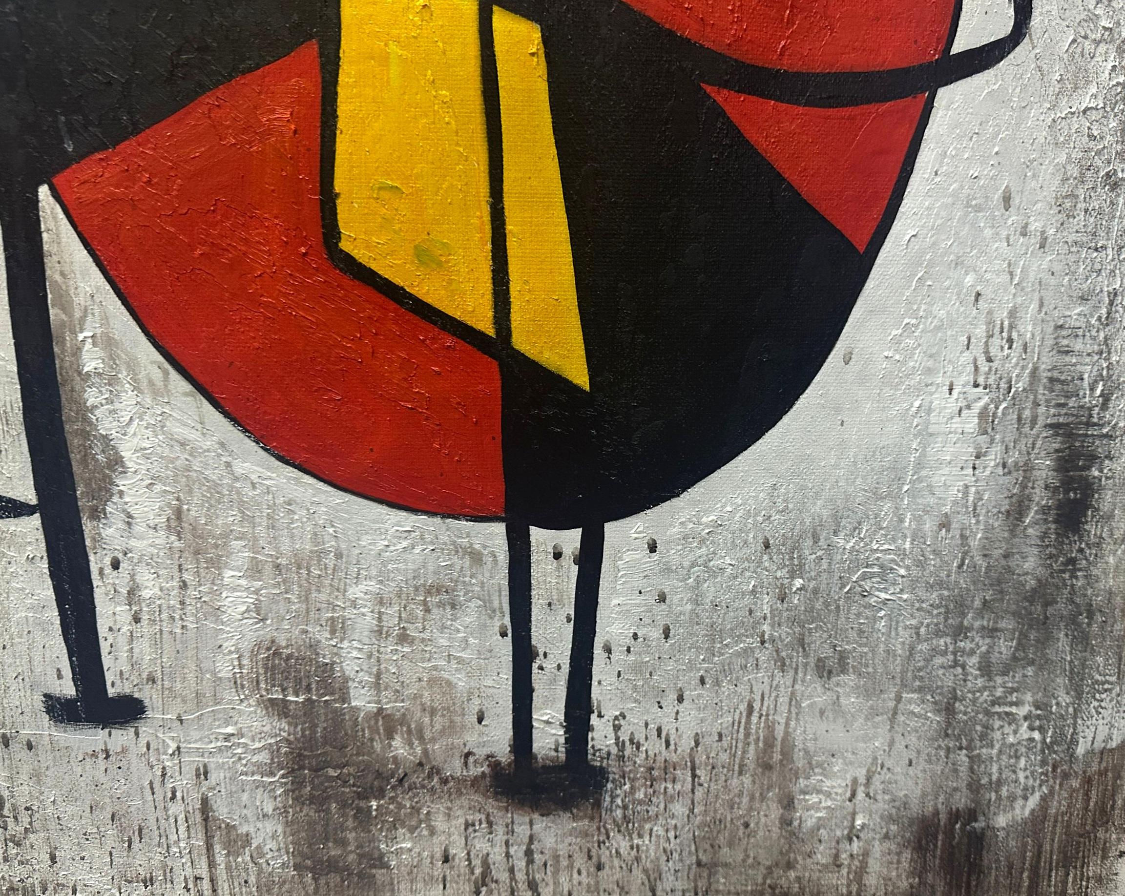 SUEÑOS DE MIRÓ - Figurative Painting Gris de Angel Rivas