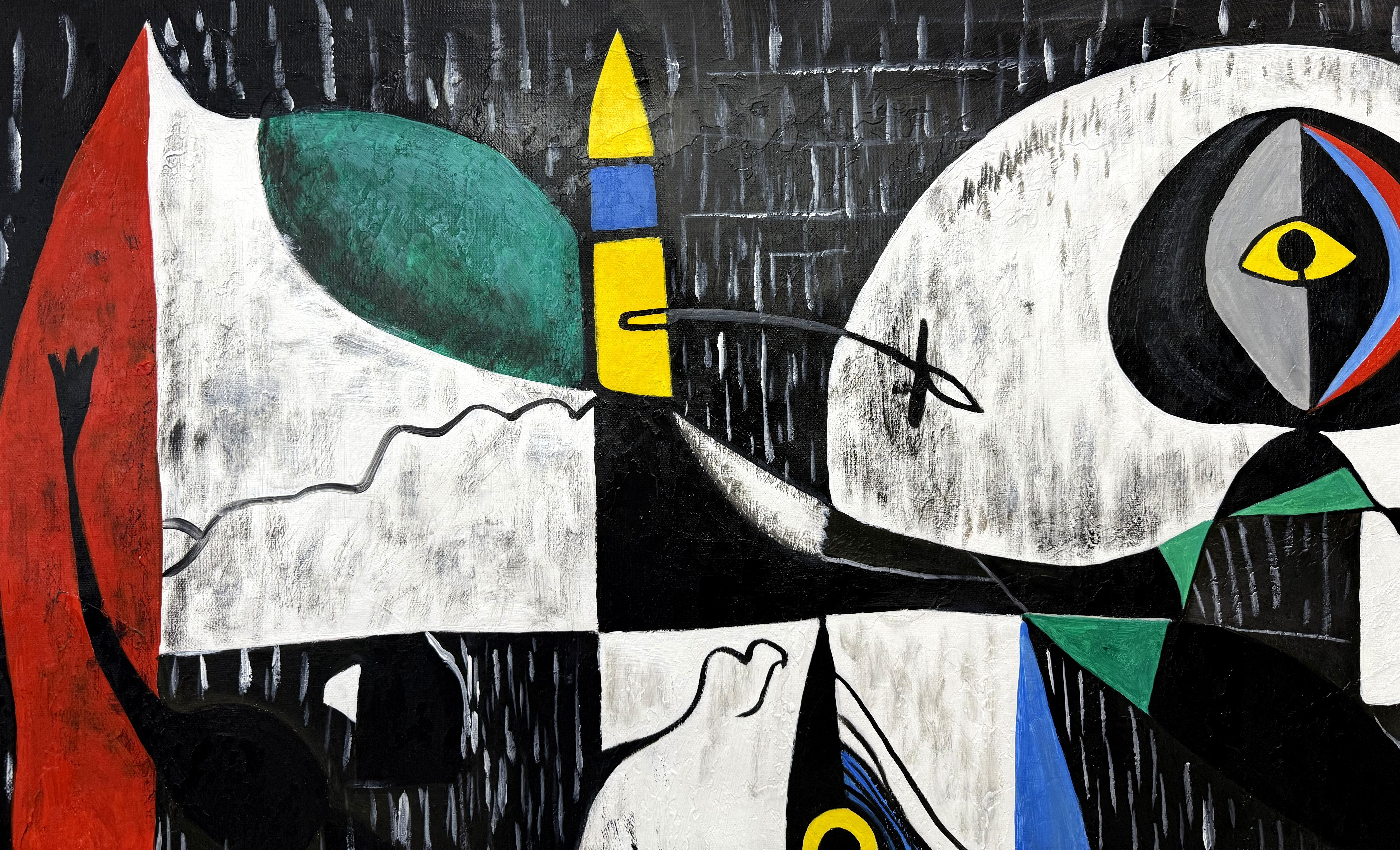 SUEÑOS DE MIRÓ - Figurative Painting Negro de Angel Rivas