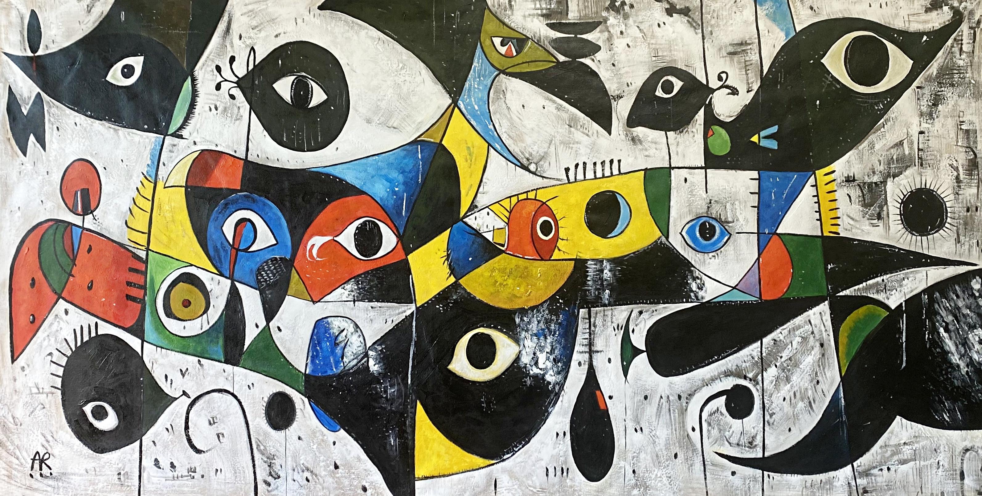 Figurative Painting di Angel Rivas - SOGNI DI MIRÓ