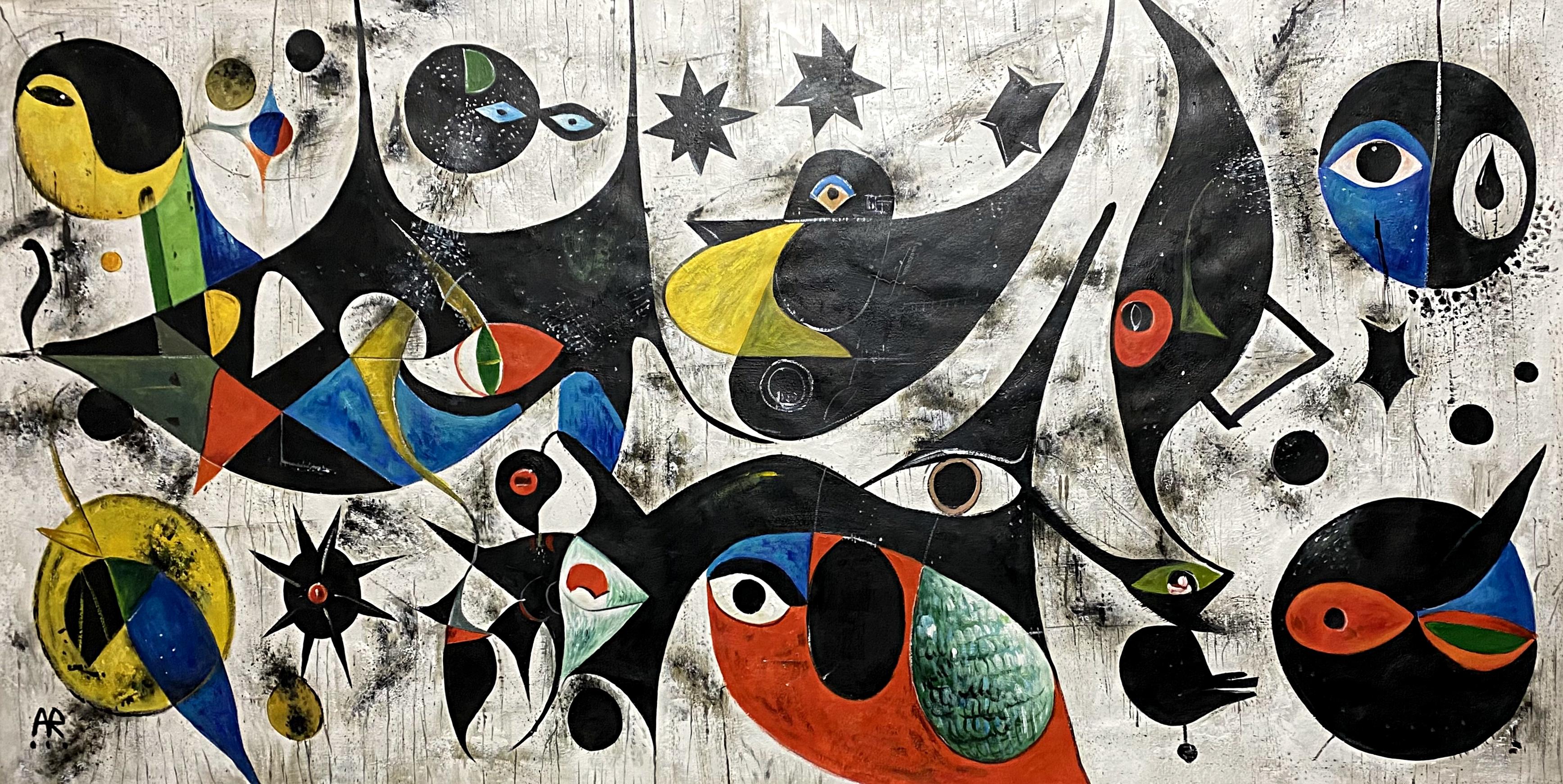 Figurative Painting di Angel Rivas - SOGNI DI MIRÓ