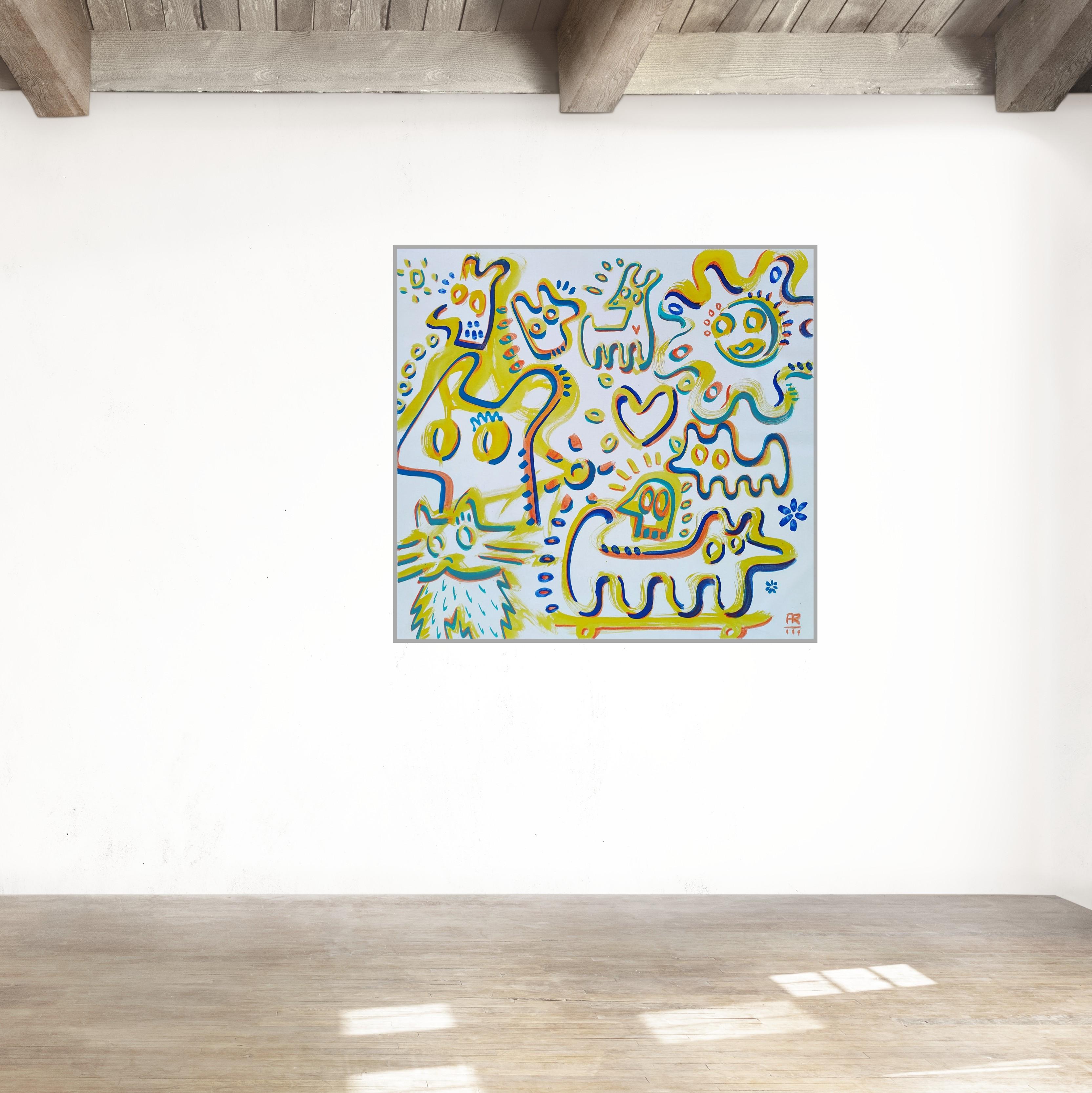 AMIGOS,  acrílico sobre lienzo - Painting de Angel Rivas