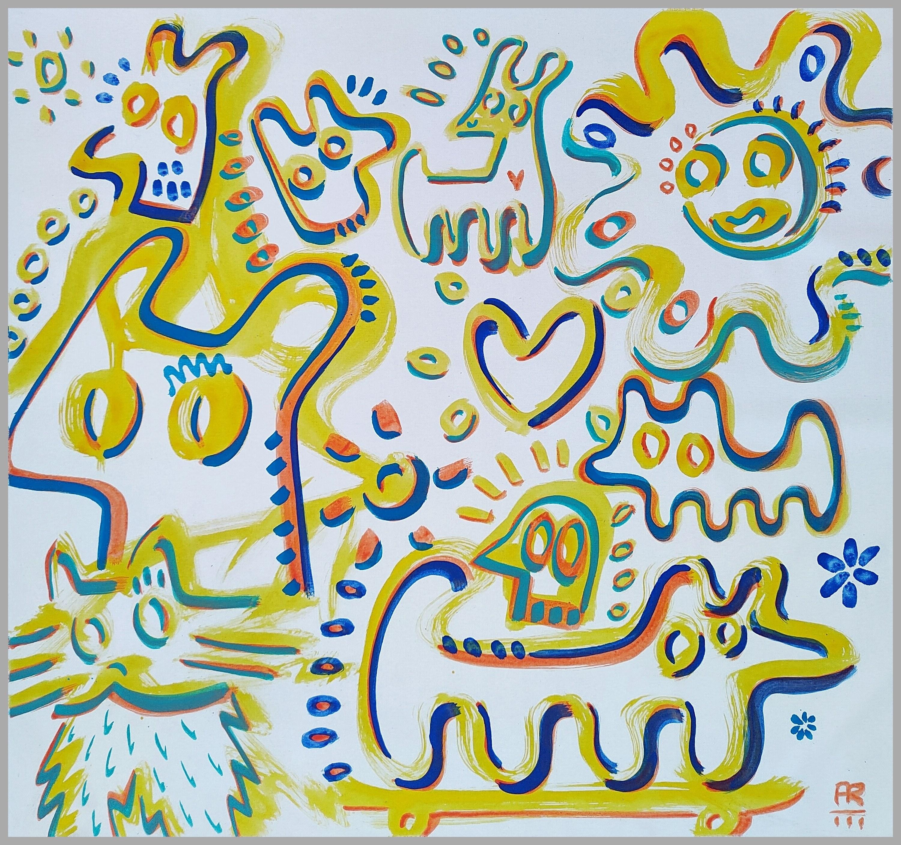 AMIGOS,  acrílico sobre lienzo - Painting Posmoderno de Angel Rivas