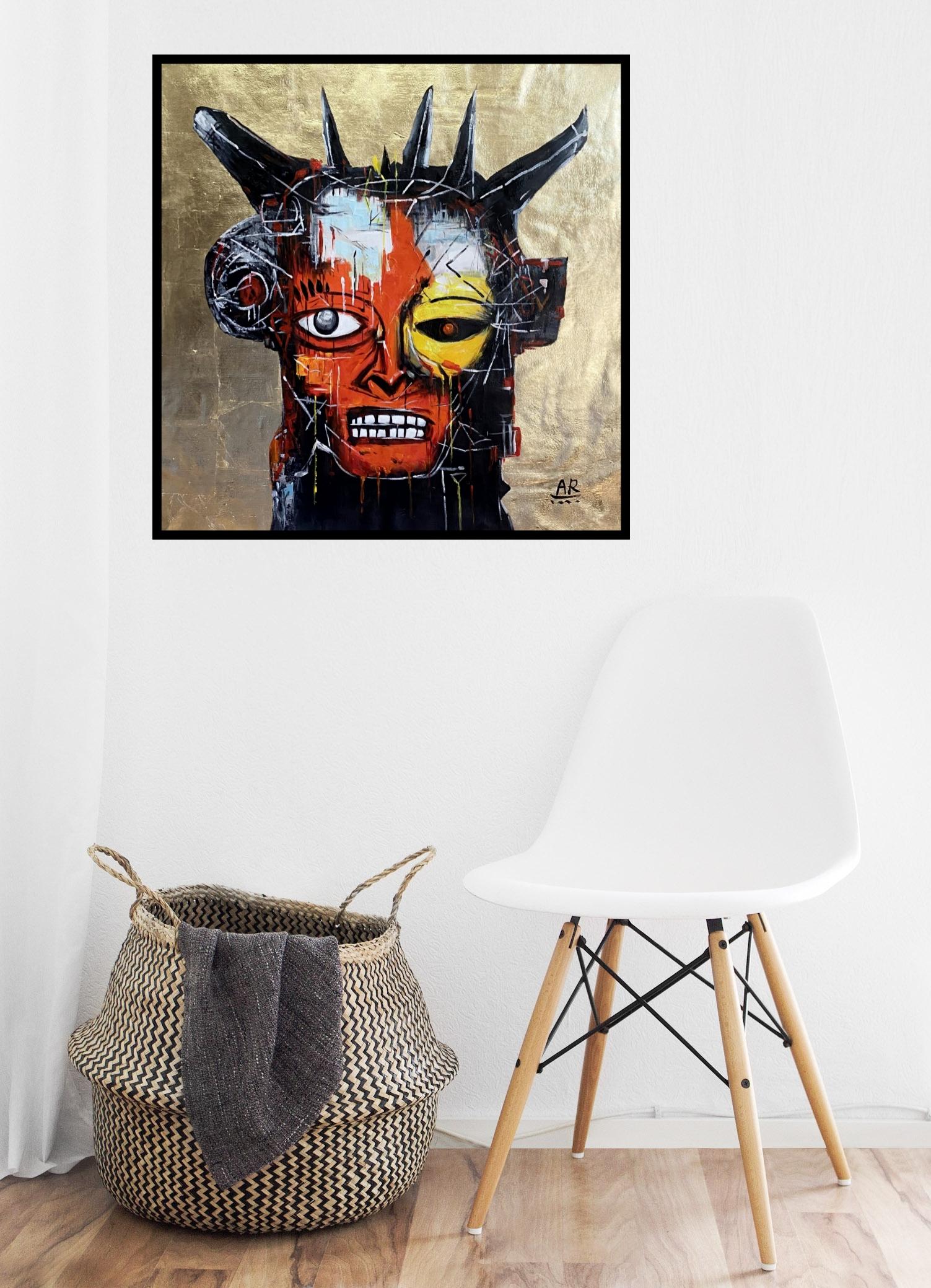 GOLDEN MASK - Painting by Angel Rivas