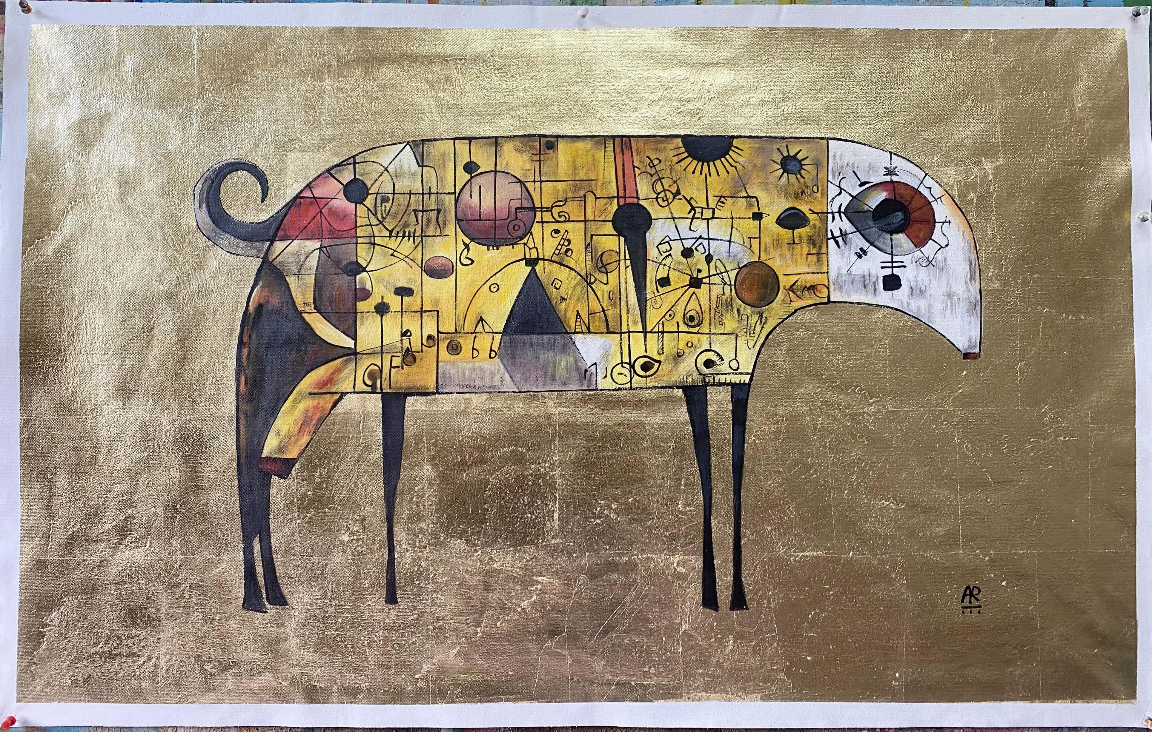NATURALEZA DORADA - Figurative Painting Marrón de Angel Rivas