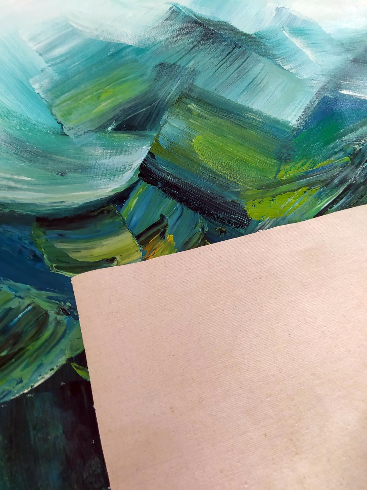 GREEN MOUNTAIN - Abstract Expressionist Painting by Angel Rivas