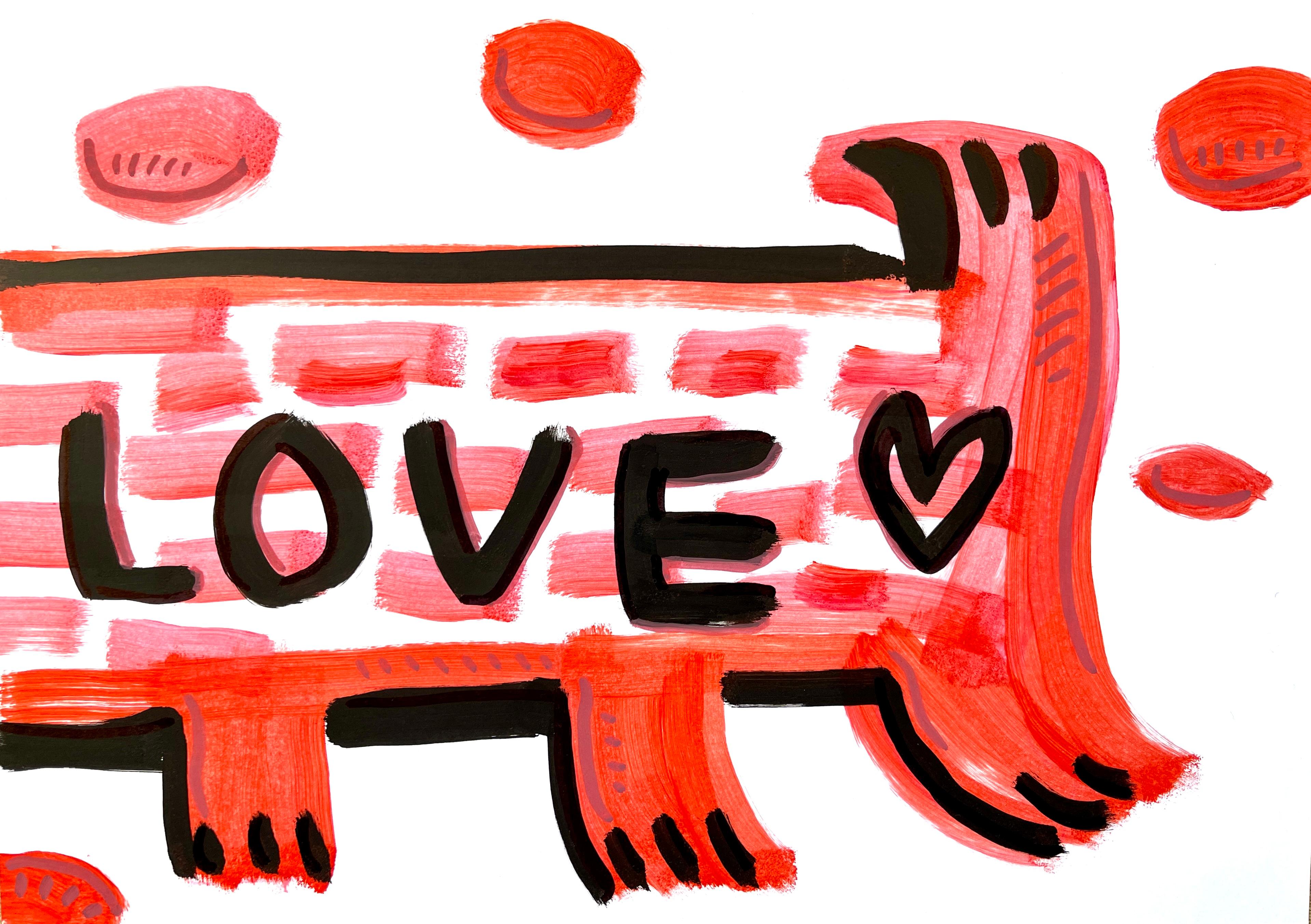 LANGE LIEBE (Rot), Animal Painting, von Angel Rivas