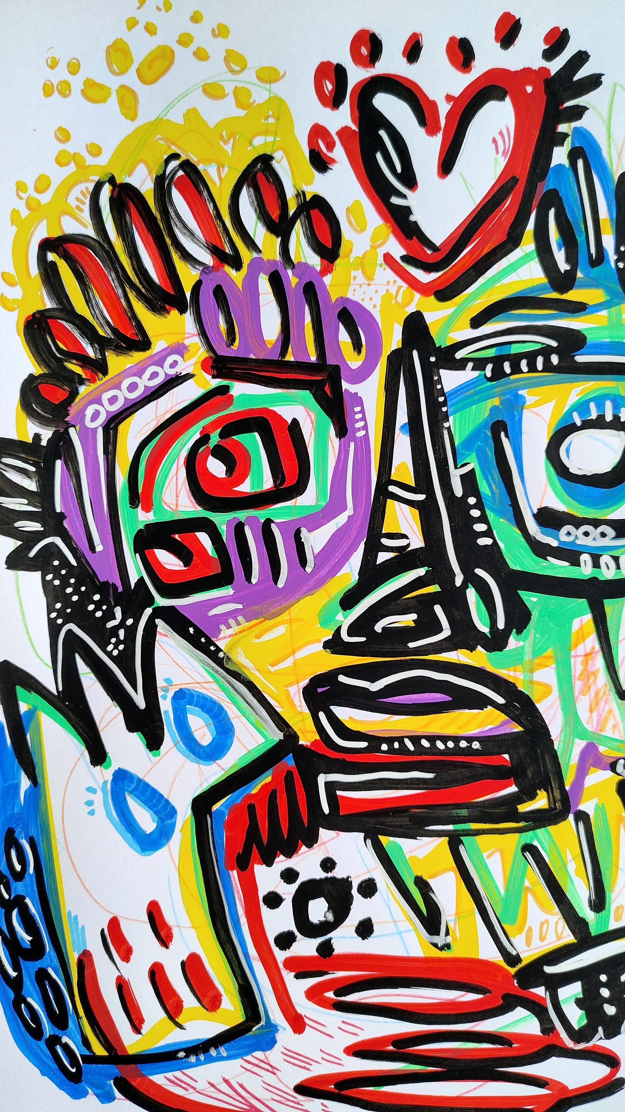 CARA DE AMOR - Painting Neoexpresionista de Angel Rivas