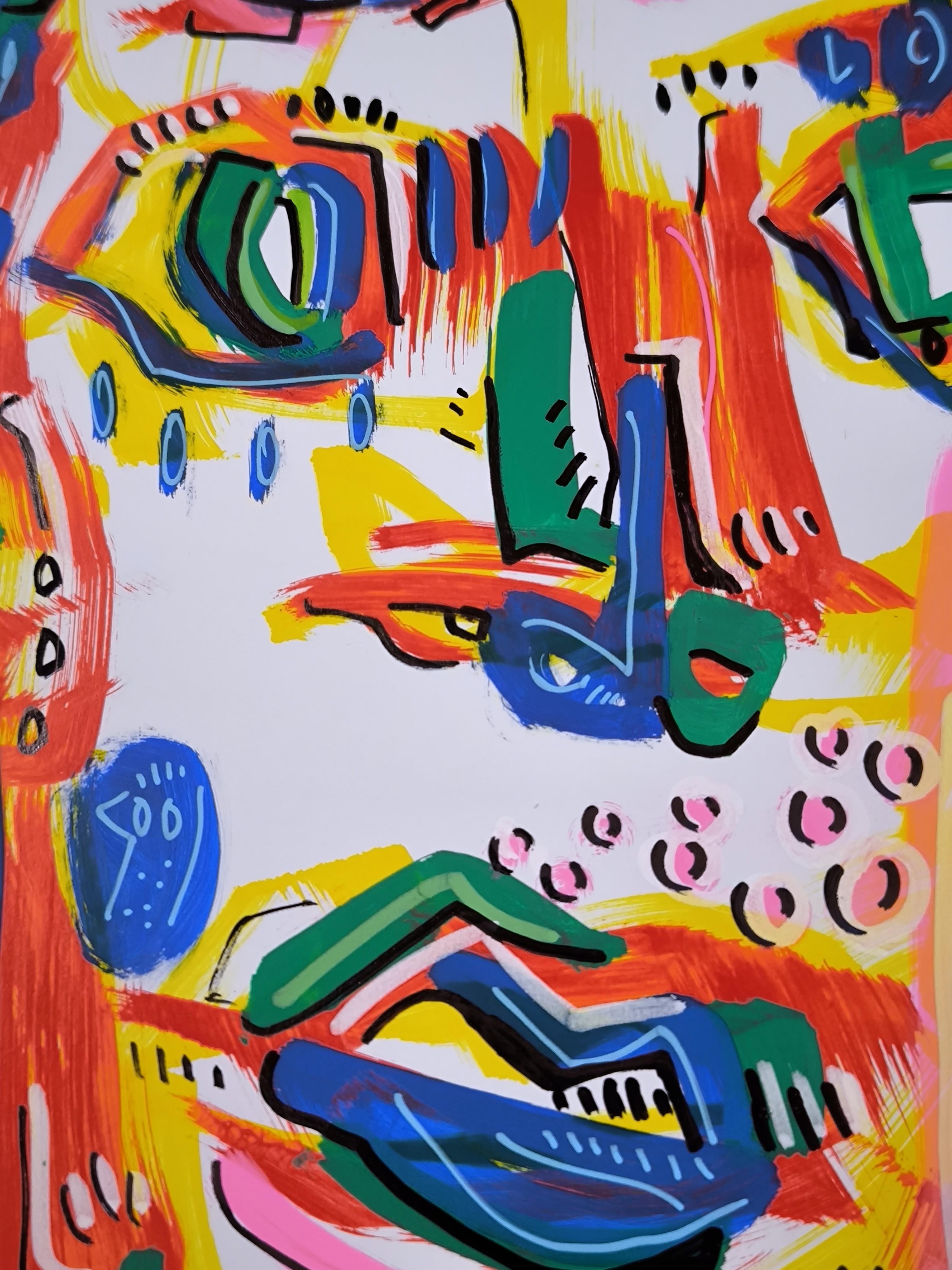 VISAGE D'AMOUR - Néo-expressionnisme Painting par Angel Rivas