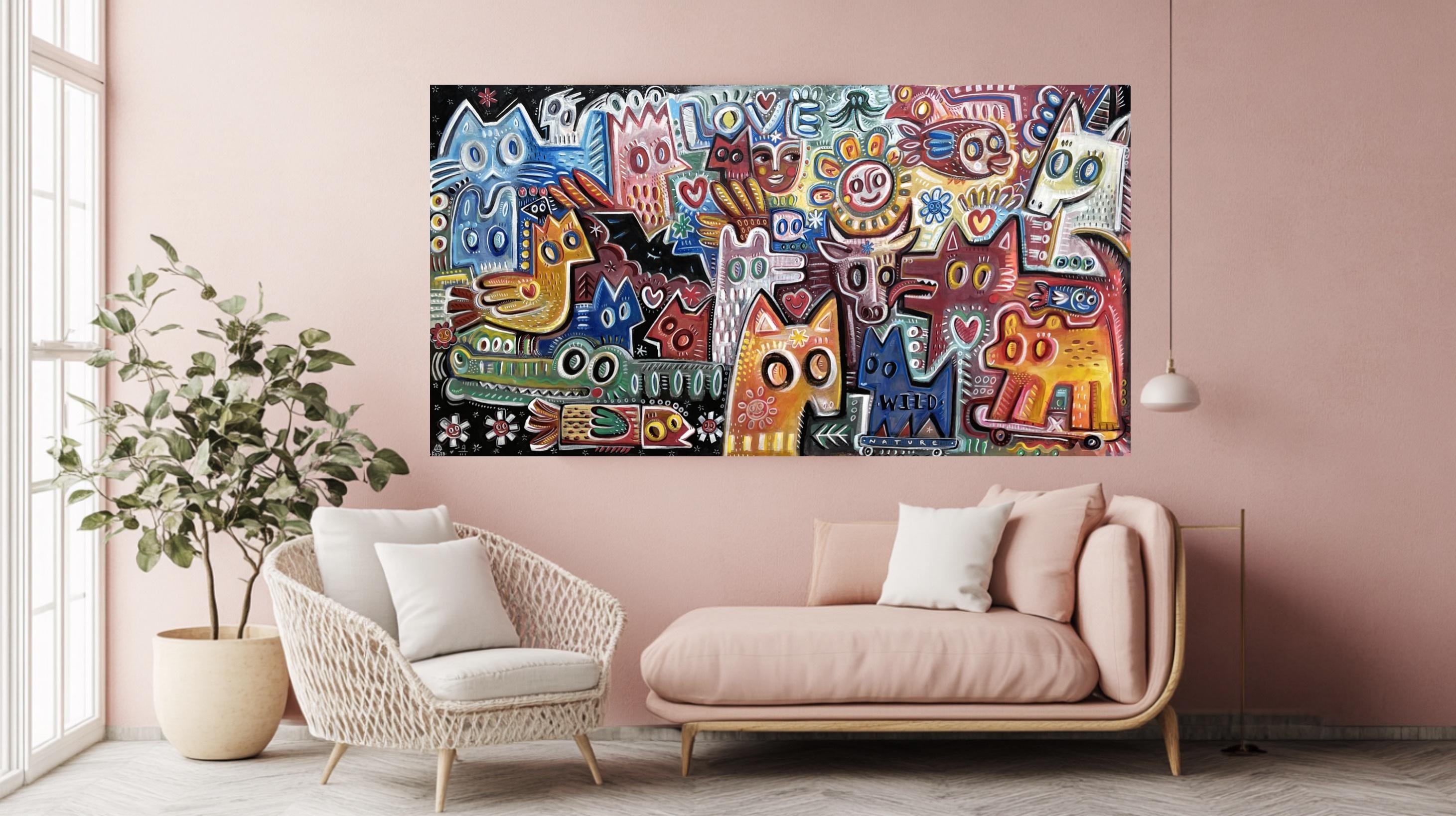 AIMER LA NATURE - Gris Animal Painting par Angel Rivas
