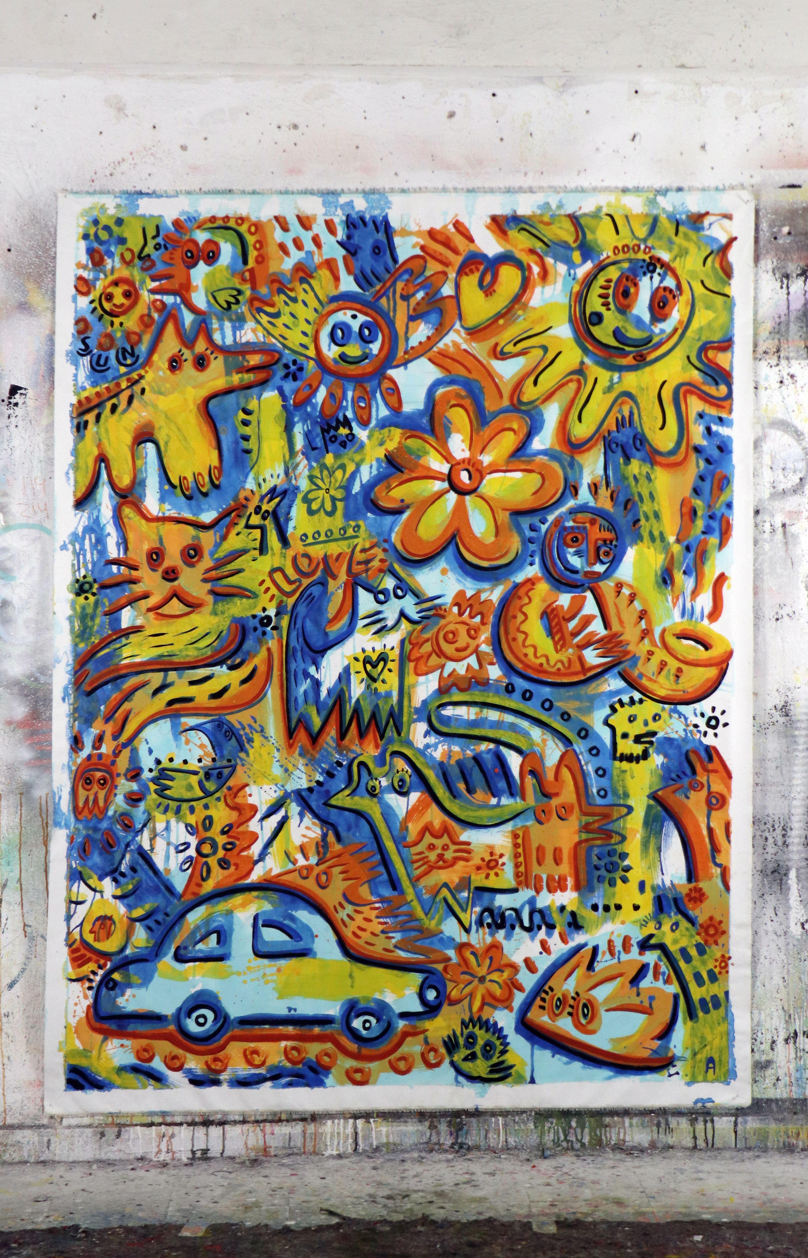 IN THIS SERIES I AM MAKING THE PAINTINGS THAT I WOULD LIKE TO HAVE WHEN I WAS A CHILD
I FEEL I'M PAINTING TO MAKE MY INNER CHILD SMILE

The painting is shipped unstretched, roll in a tube

I can make commissioned works_

-Specialist in large