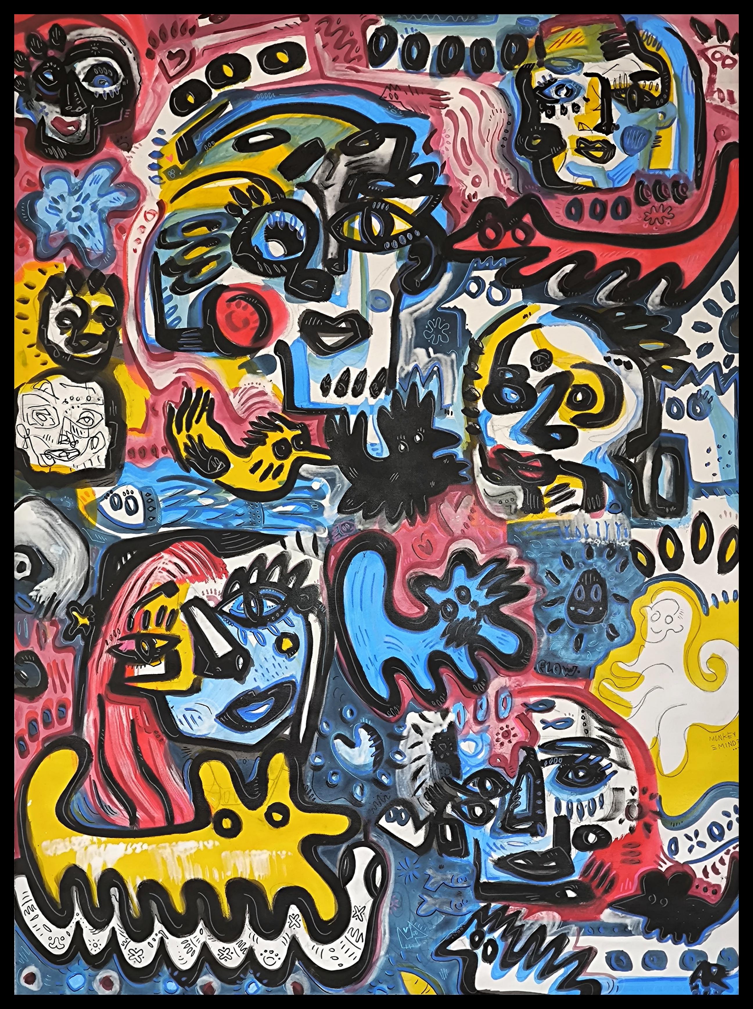 MONKEY MIND - Neo-Expressionist Painting by Angel Rivas