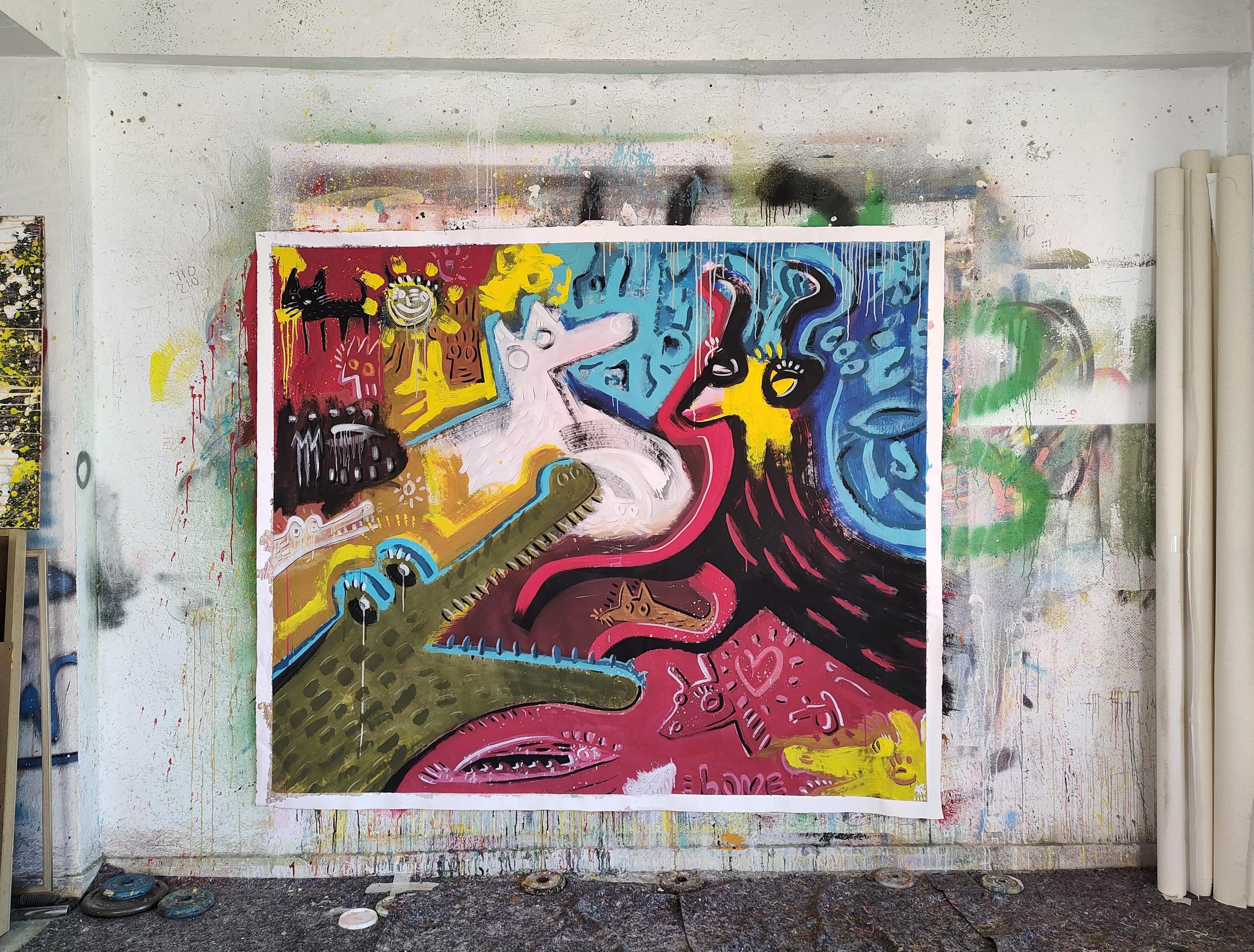 SERENGUETI - Néo-expressionnisme Painting par Angel Rivas