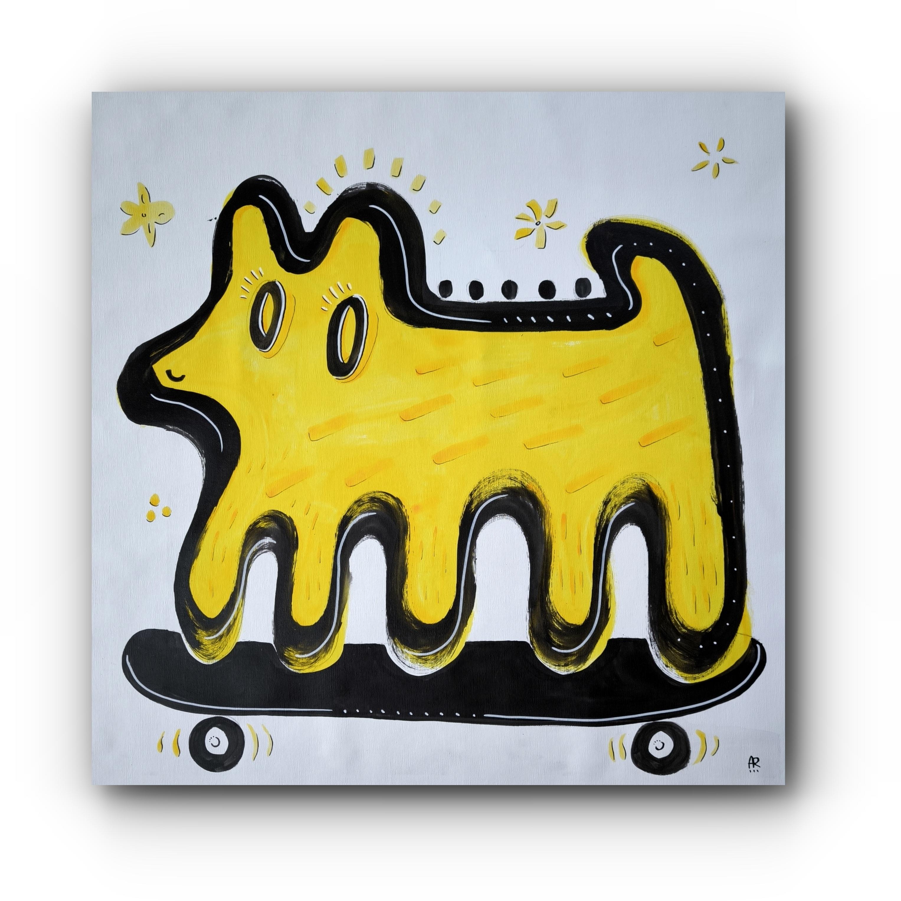 SKATER DOG – Painting von Angel Rivas