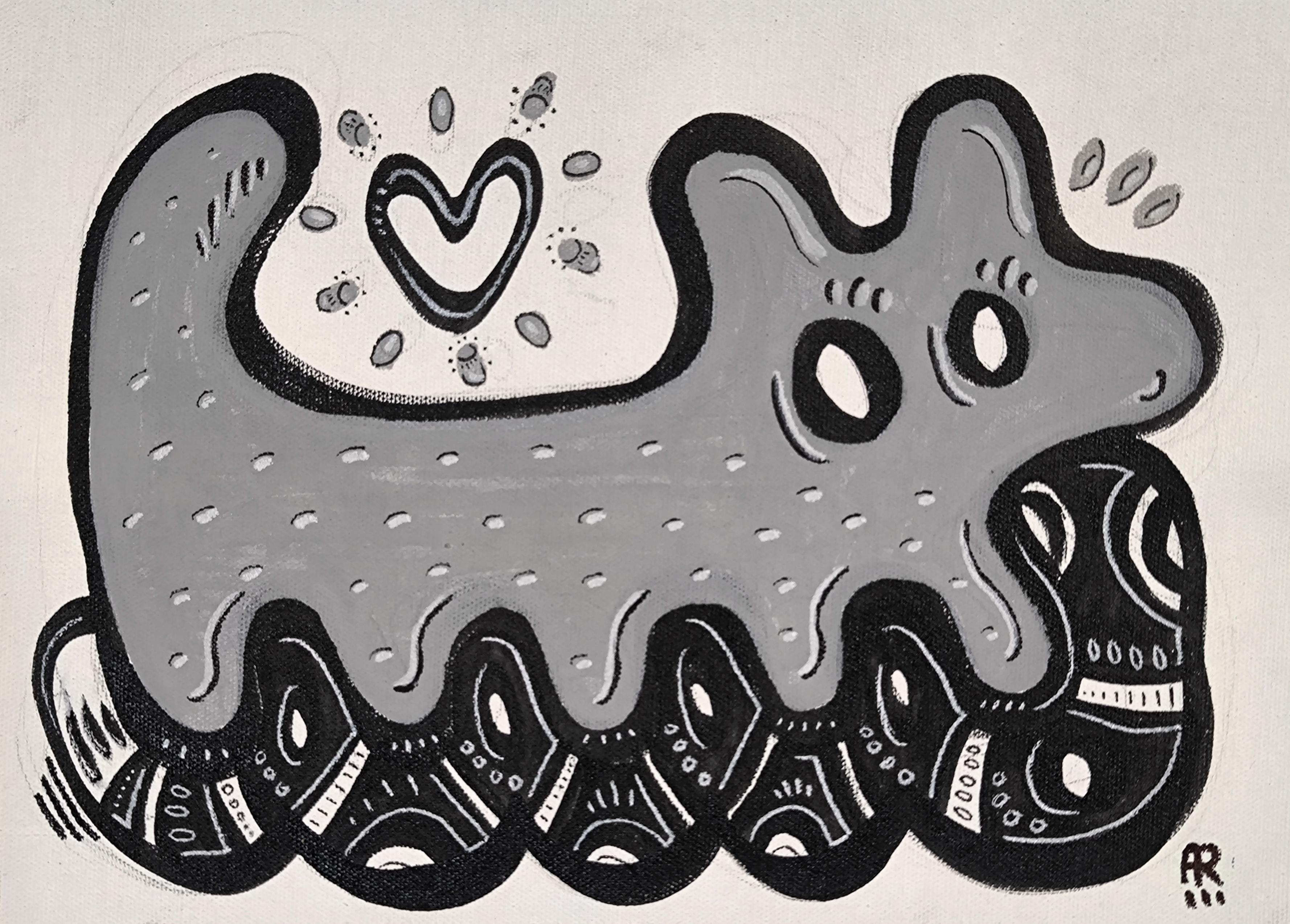 CHIEN SERPENT - Painting de Angel Rivas