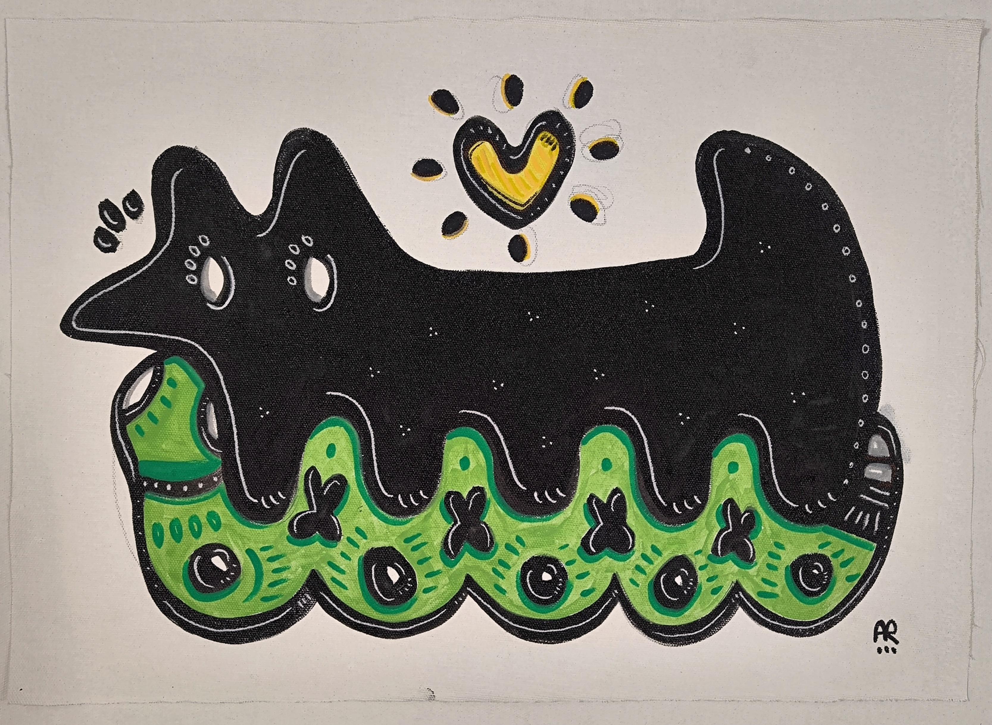 SNAKE DOG - Neo-Expressionist Painting by Angel Rivas