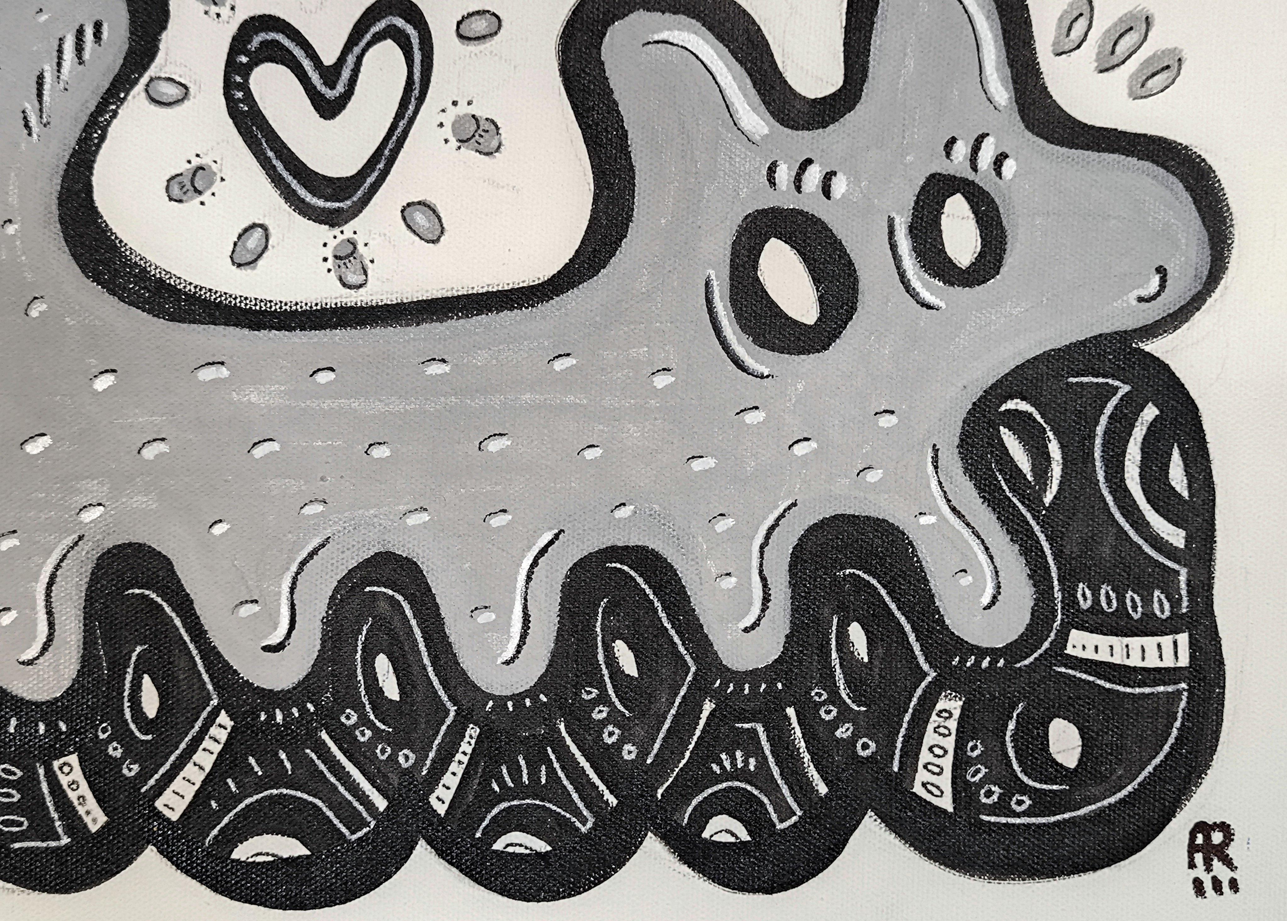 CHIEN SERPENT - Néo-expressionnisme Painting par Angel Rivas