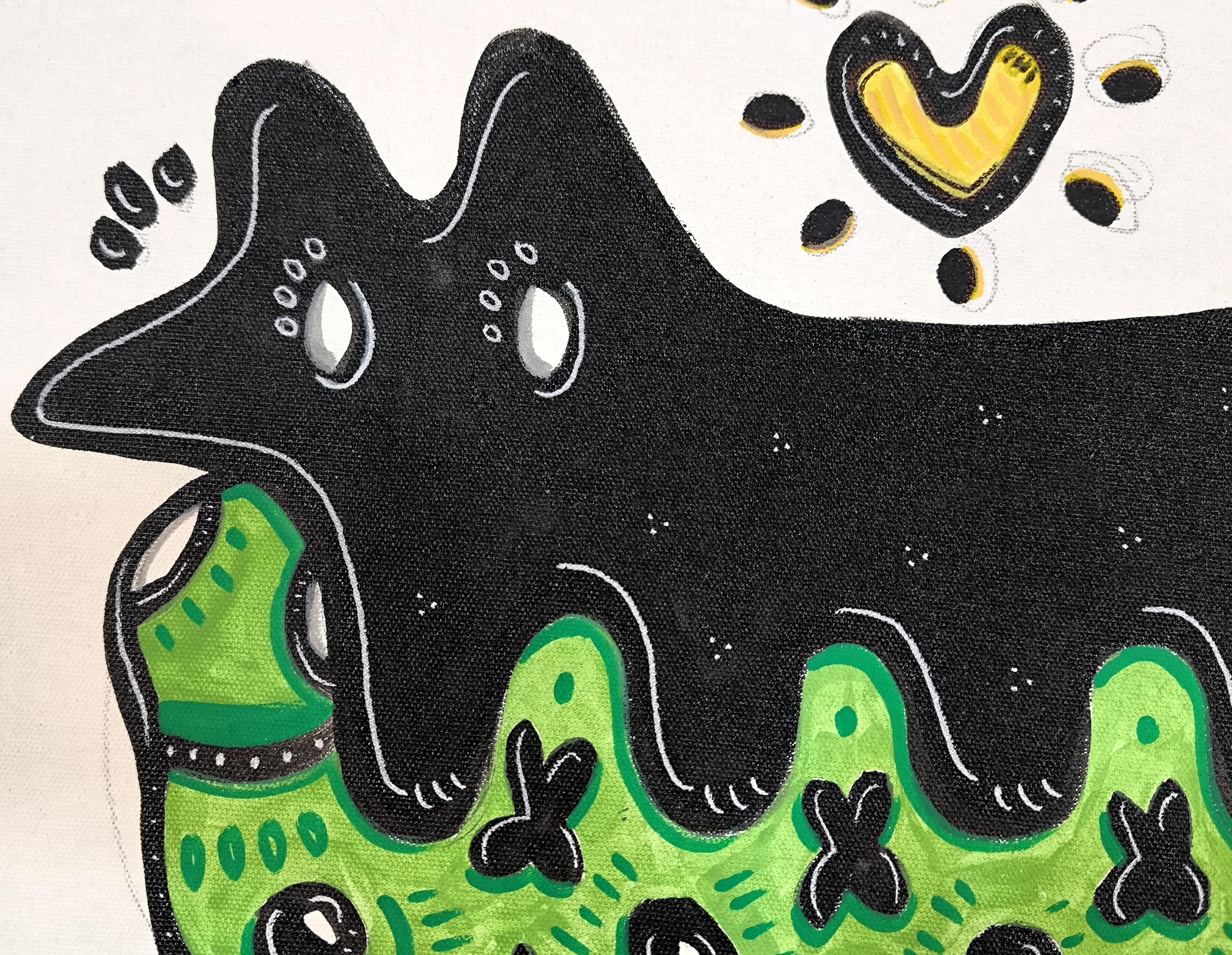 SNAKE DOG - Gray Animal Painting by Angel Rivas
