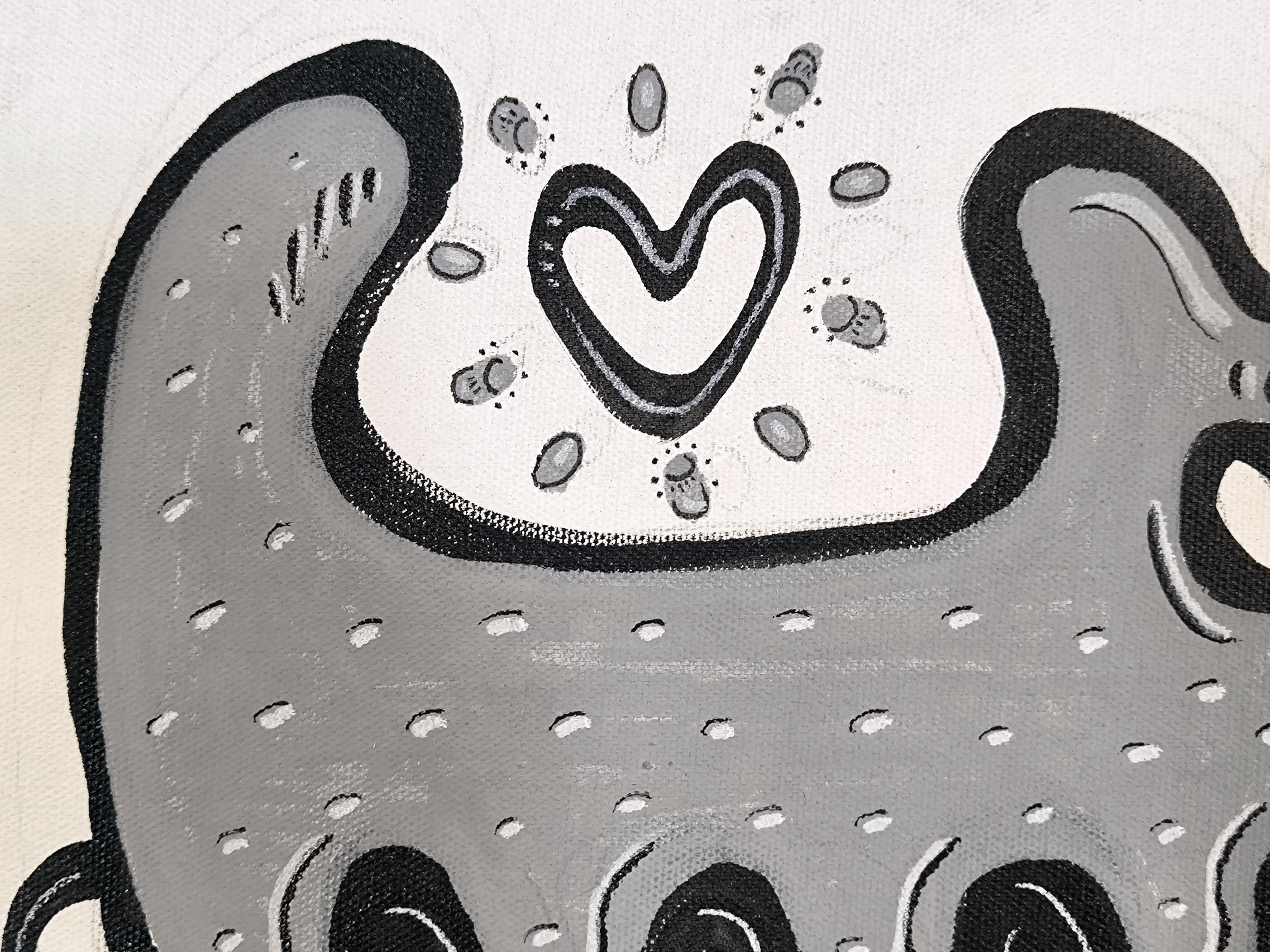 CHIEN SERPENT - Gris Animal Painting par Angel Rivas