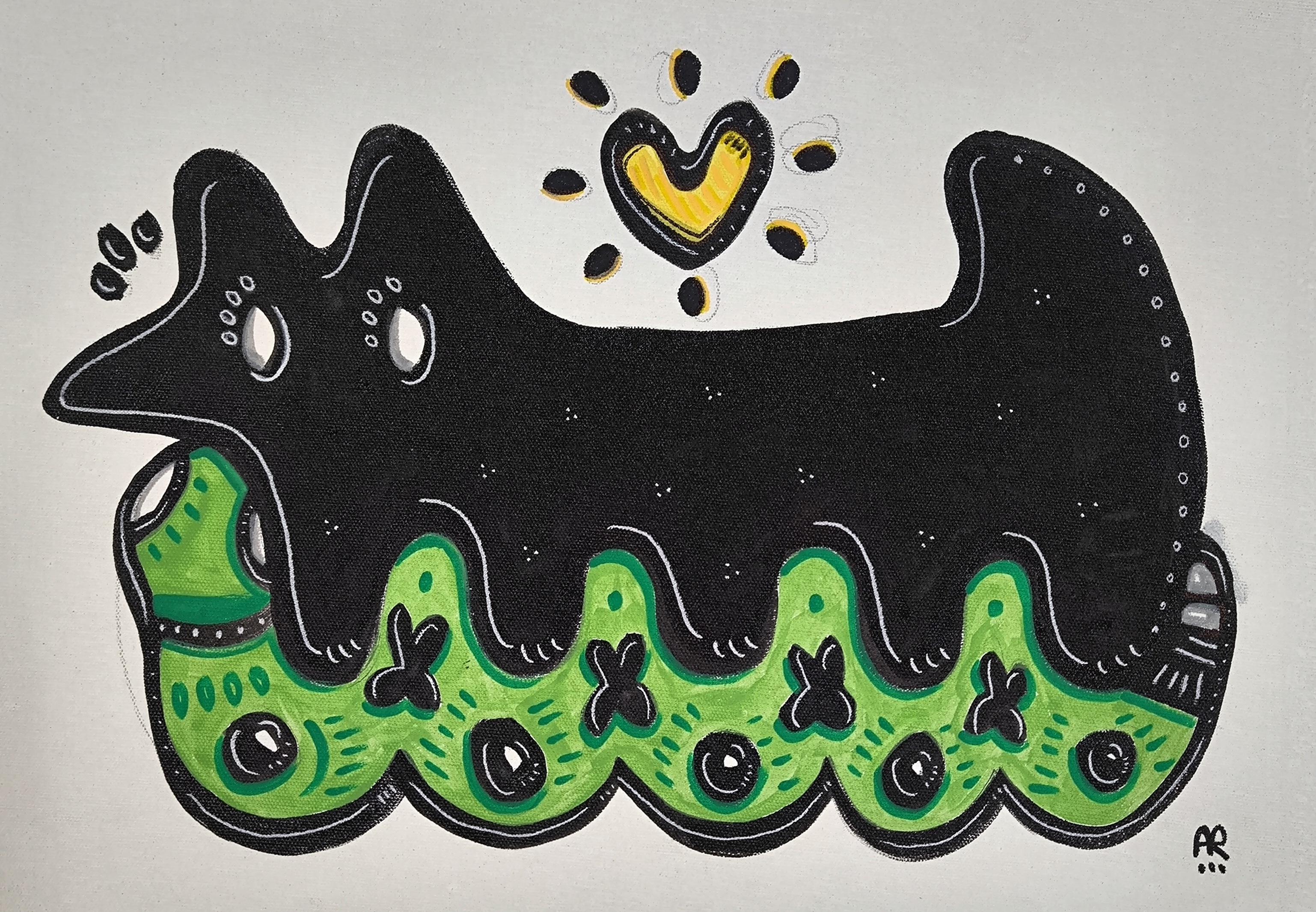 Angel Rivas Animal Painting - SNAKE DOG