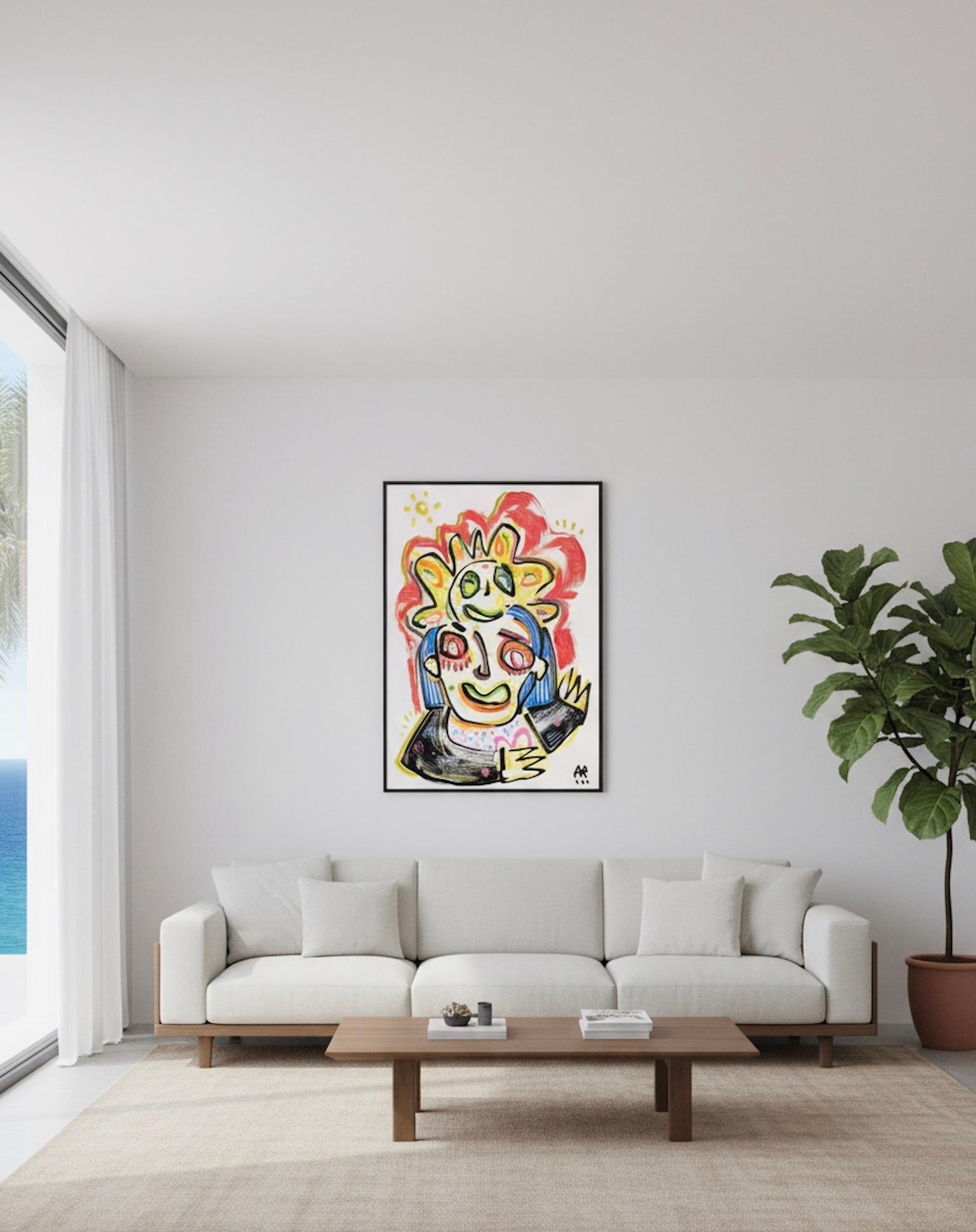 SUN FACE - Neo-Expressionist Painting by Angel Rivas