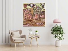 Tribal Stories Acrylic Painting on Canvas, Unframed, Post-Modern