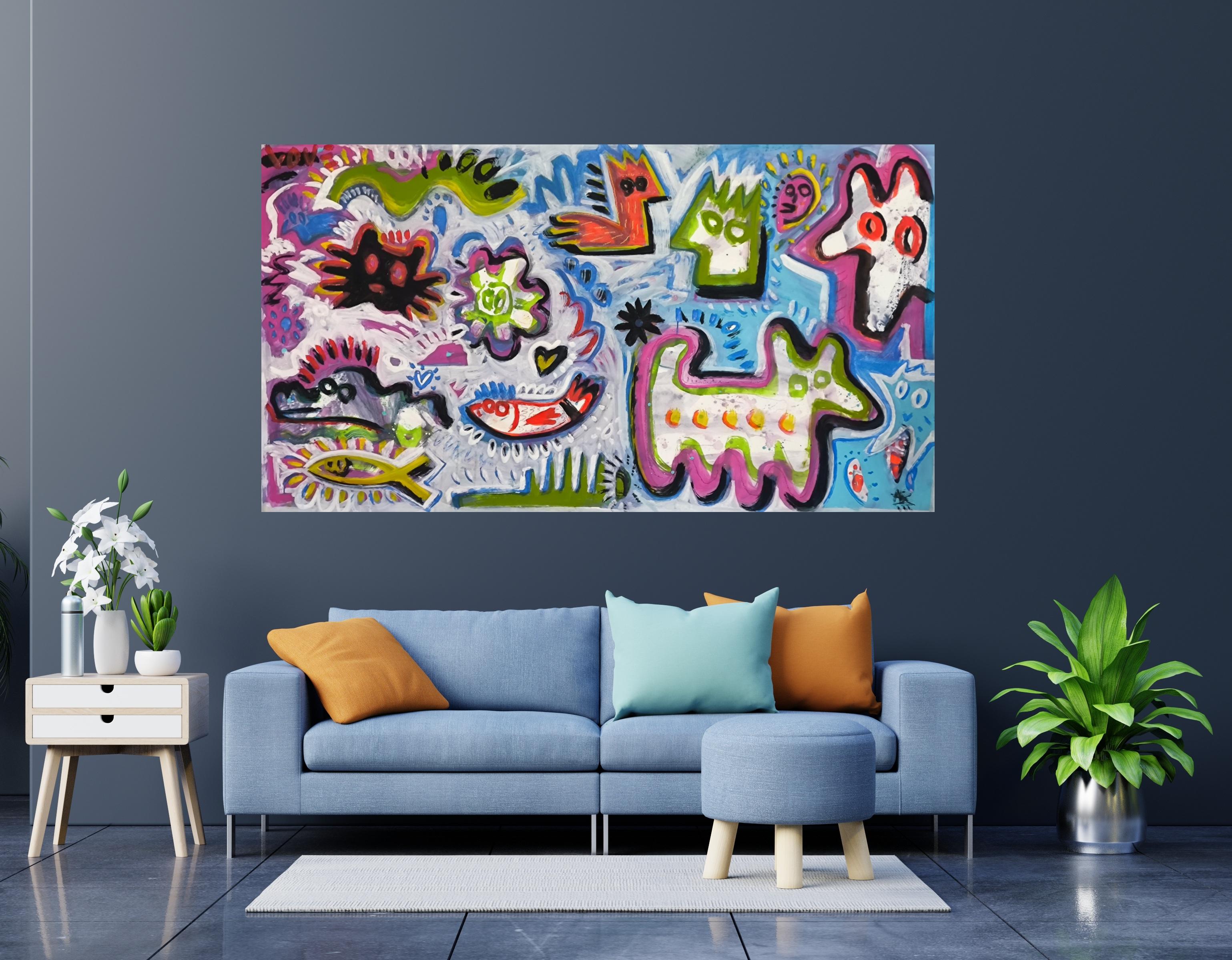 ANIMALES IMPERMEABLES - Painting Posmoderno de Angel Rivas
