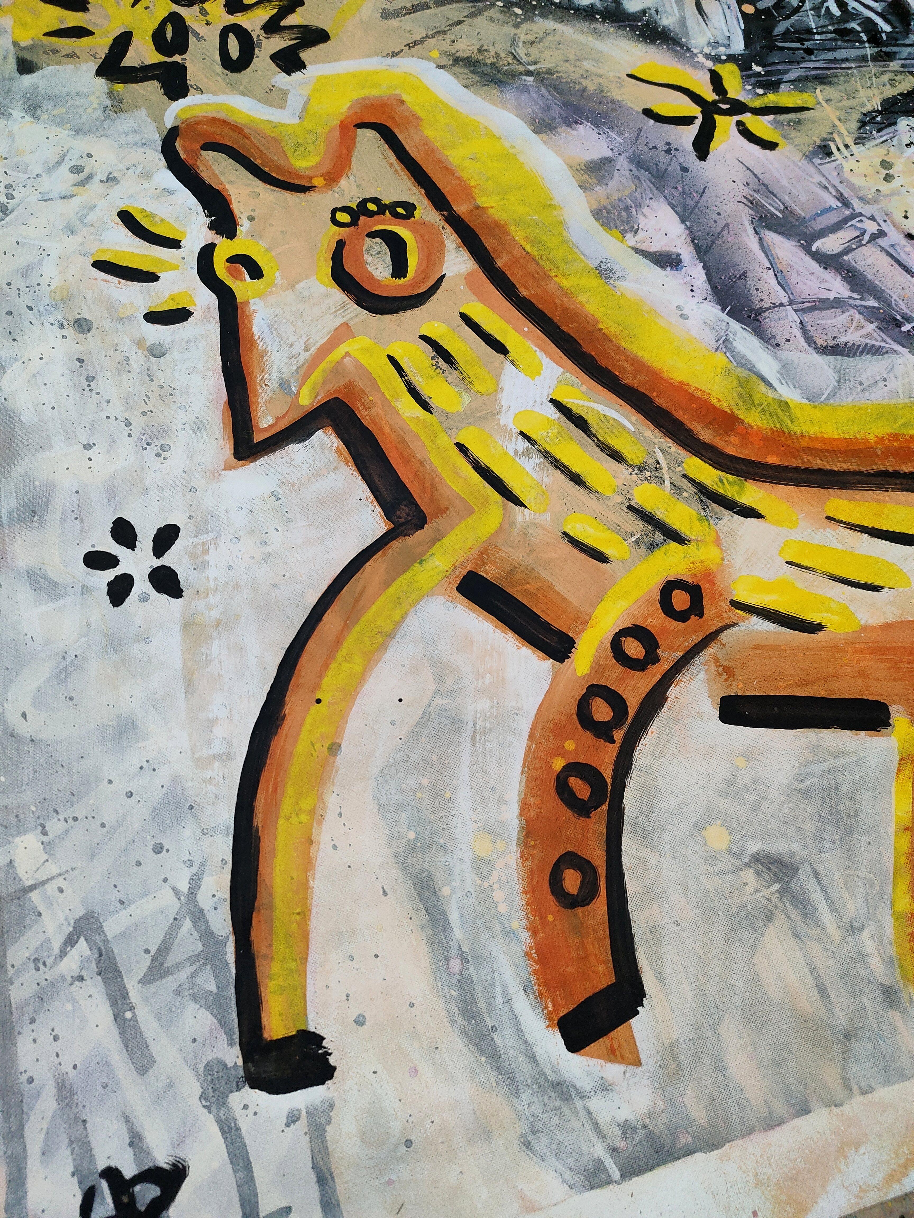 WILDES TIER (Grau), Animal Painting, von Angel Rivas