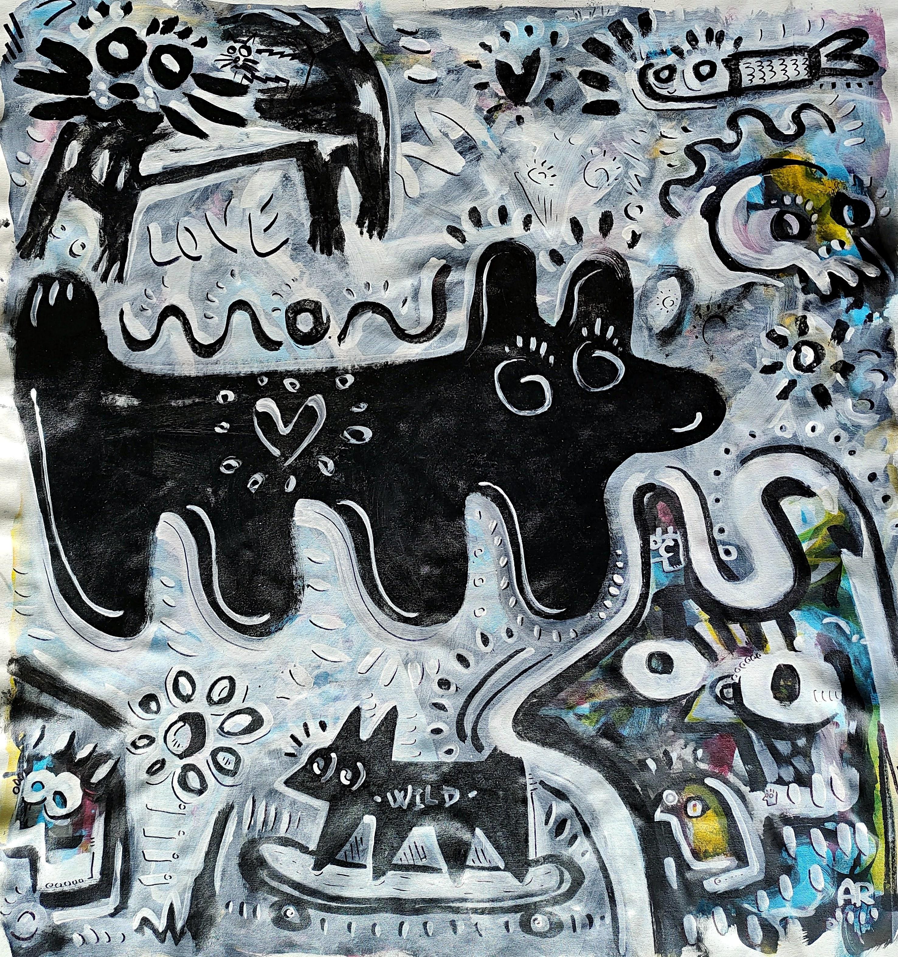 Angel Rivas Figurative Painting - WILD NATURE, skater dog
