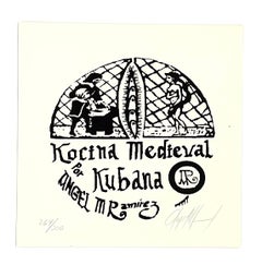 Gravure originale signée à la main par l'artiste cubain Angel Roque Ramirez, 2002