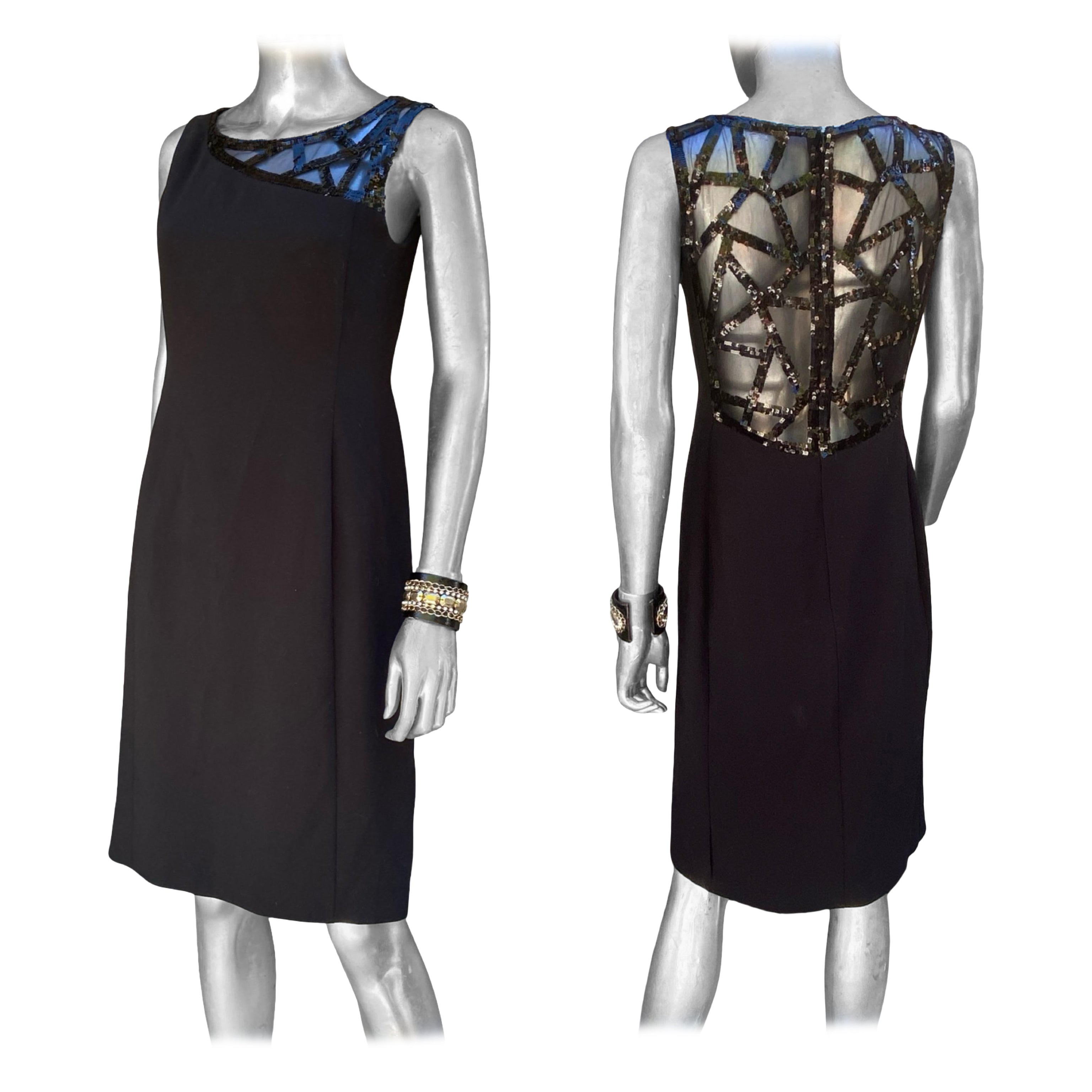 Angel Sanchez Designer "Little Black Dress" Cocktail Sequin Amazing Back Taille 4