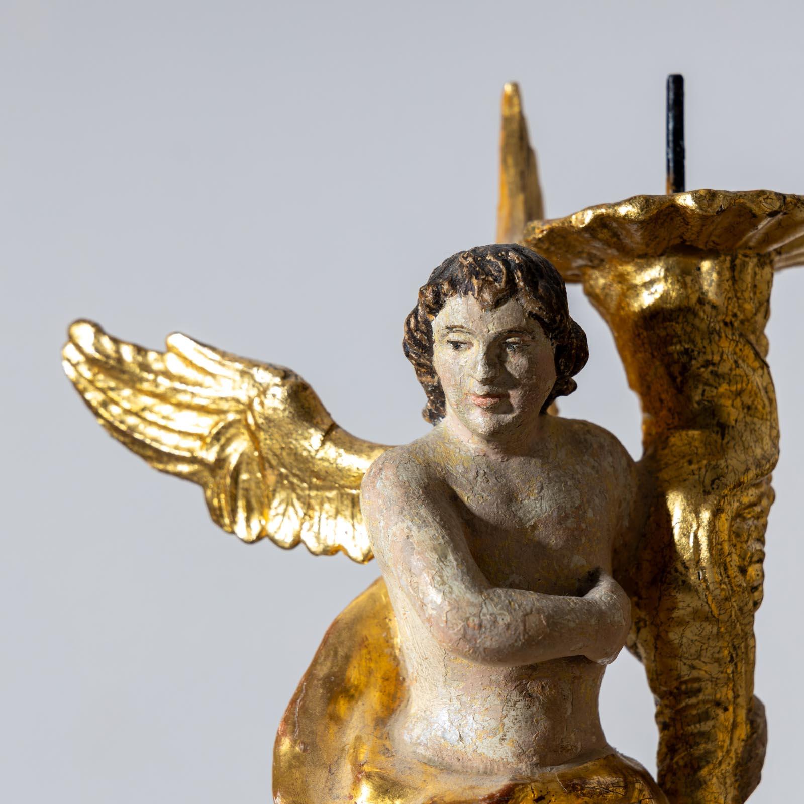 Angel-shaped Altar Candlesticks, 18th Century In Good Condition In Greding, DE